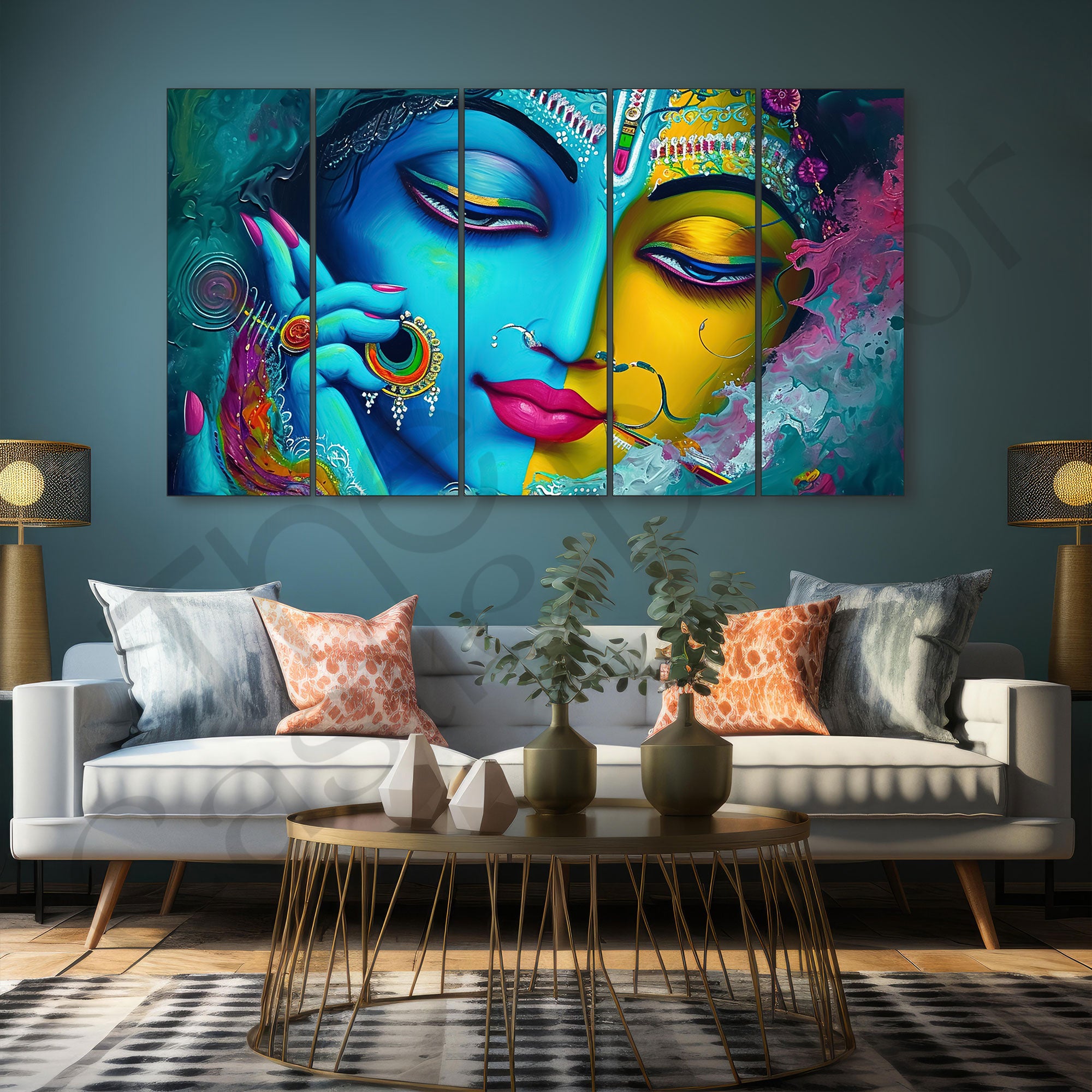 Radha Krishan Painting with frame Big Size Wall Art for living room,Bedroom,Drawing room,Hotels