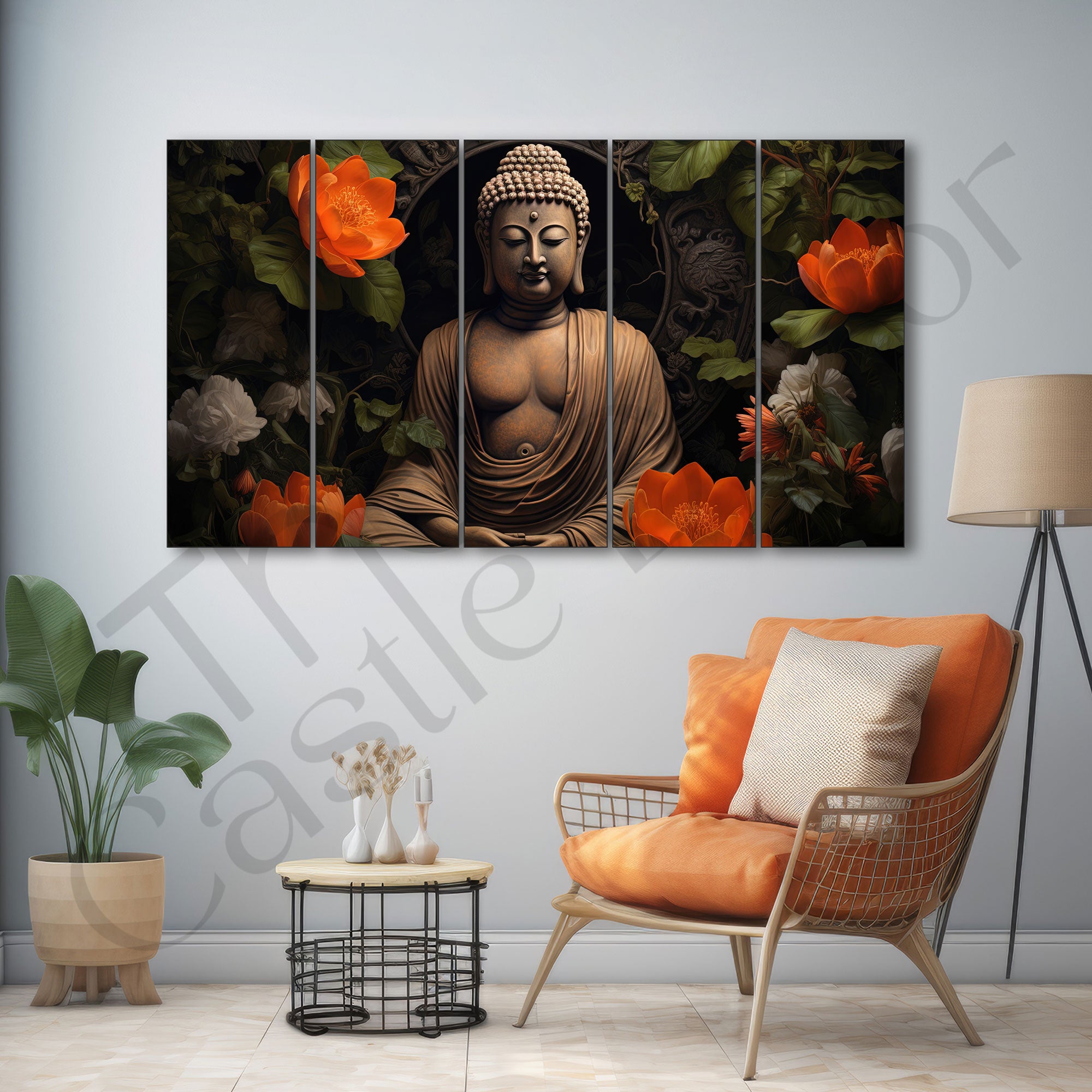Lord Budha Painting with frame Big Size Wall Art for living room,Bedroom,Drawing room,Hotels