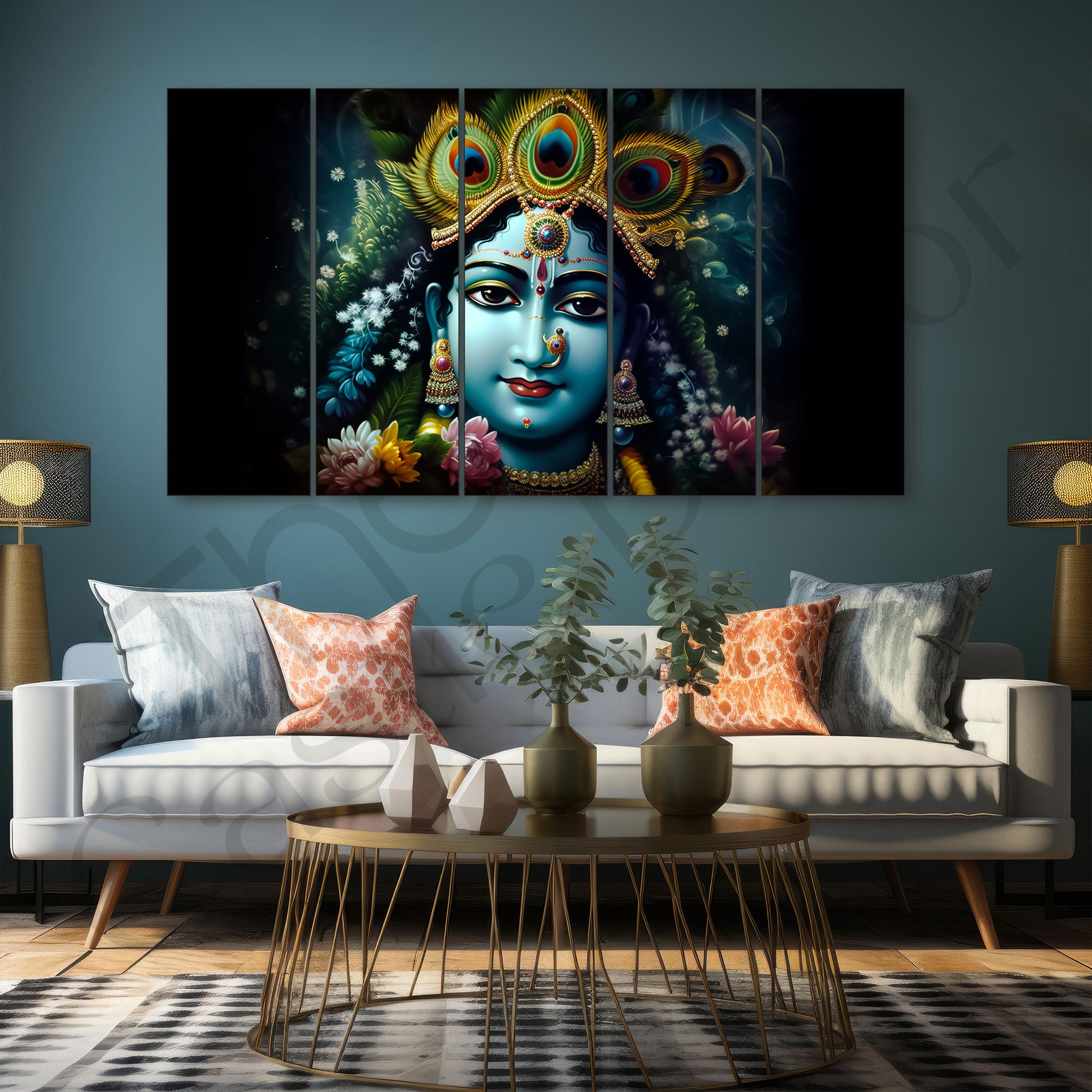 Krishna Ji Painting with frame Big Size Wall Art for living room,Bedroom,Drawing room,Hotels