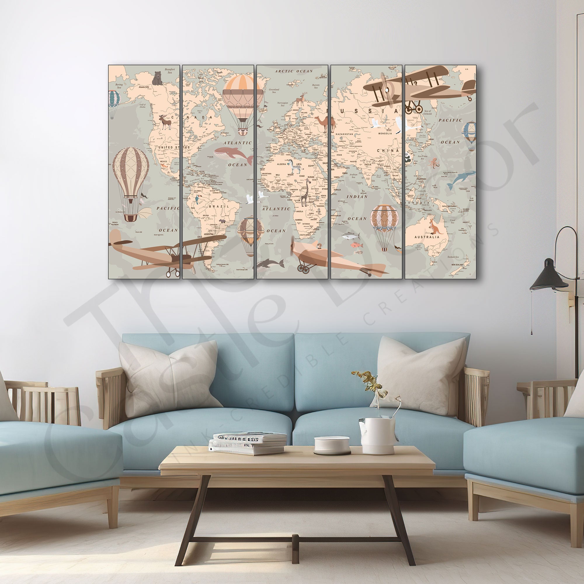 Map Painting with frame Big Size Wall Art for living room,Bedroom,Drawing room,Hotels