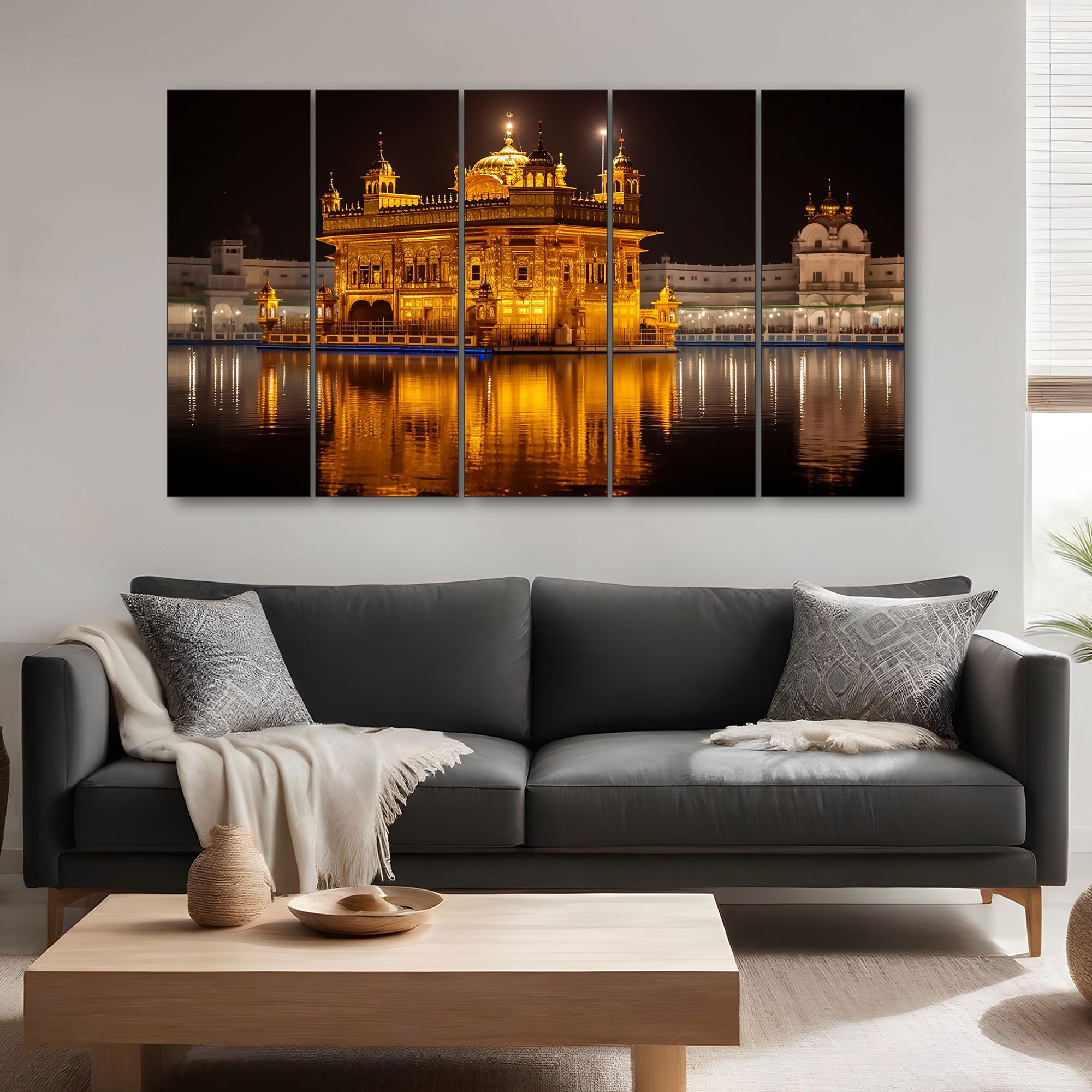 Golden Temple Painting with frame Big Size Wall Art for living room,Bedroom,Drawing room,Hotels