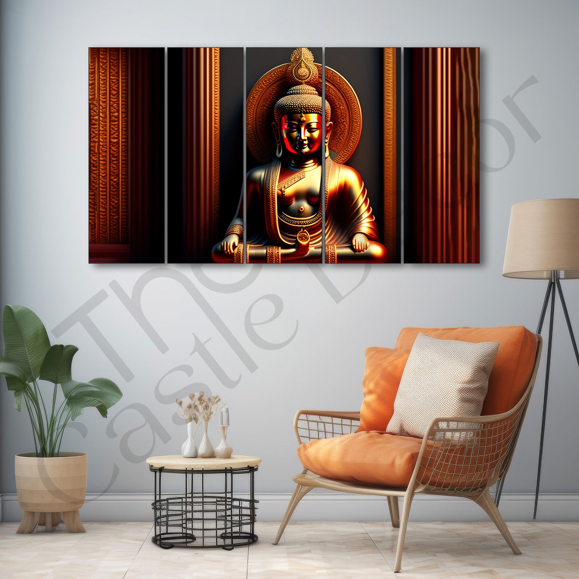 Lord Budha Painting with frame Big Size Wall Art for living room,Bedroom,Drawing room,Hotels