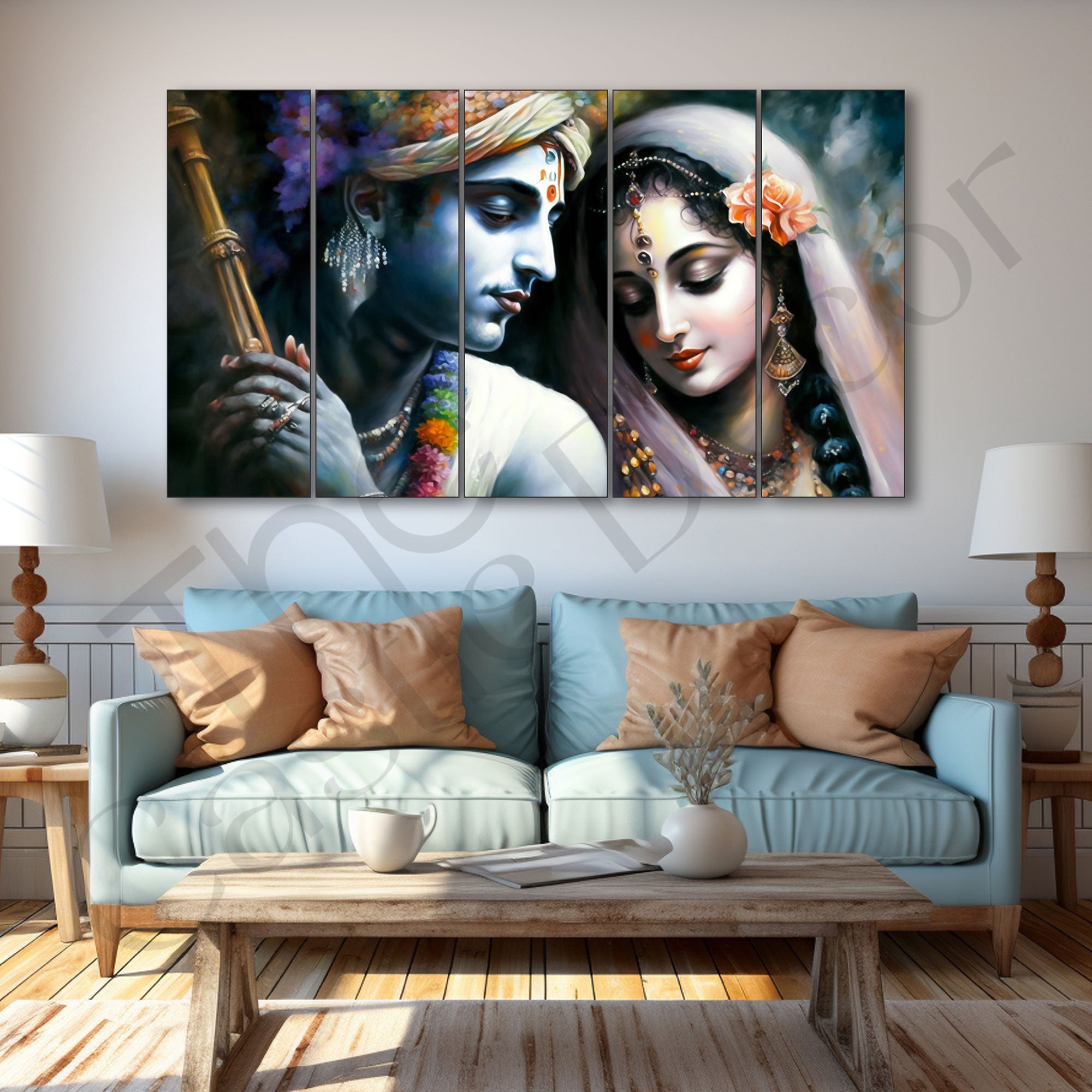 Radha Krishna Painting with frame Big Size Wall Art for living room,Bedroom,Drawing room,Hotels
