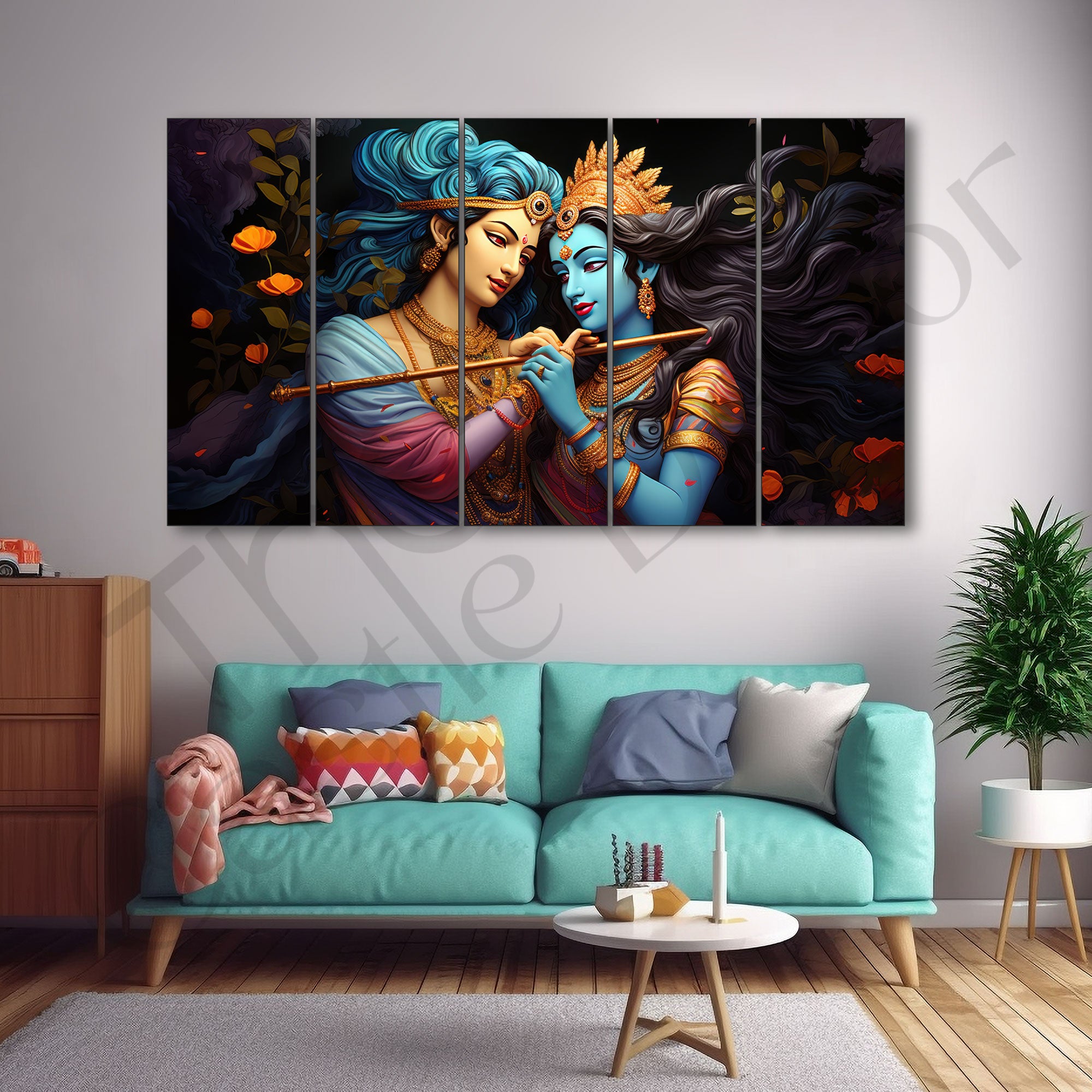 Radha Krishna Painting with frame Big Size Wall Art for living room,Bedroom,Drawing room,Hotels