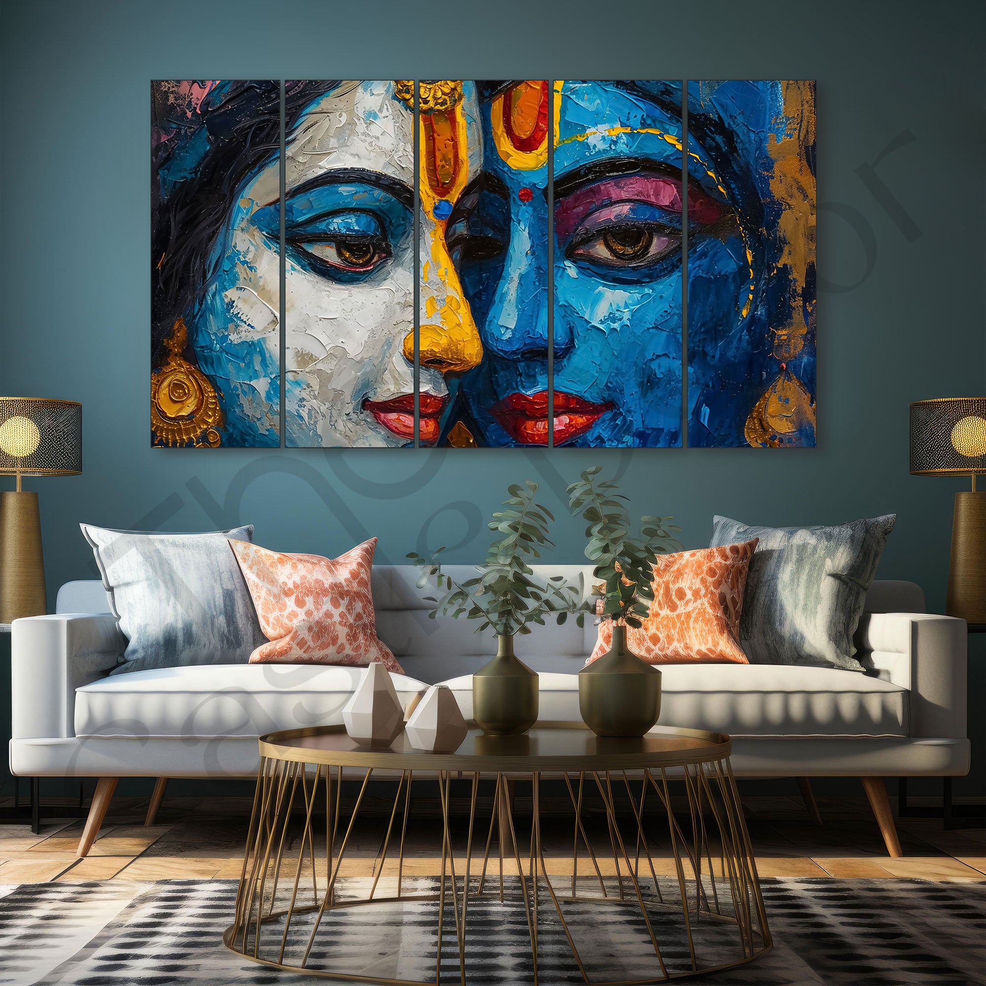 Golden Deer Painting with frame Big Size Wall Art for living room,Bedroom,Drawing room,Hotels