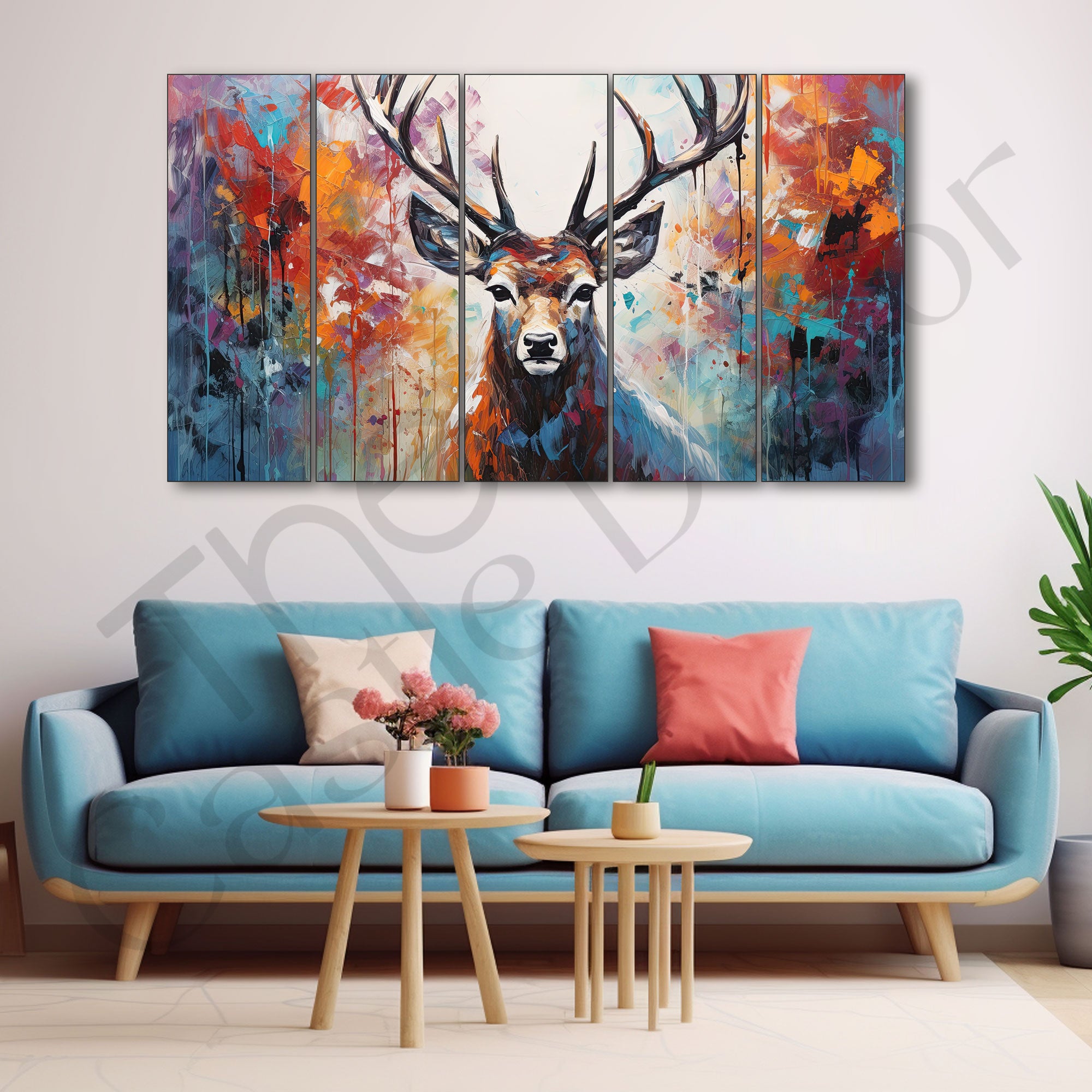 Deer Painting with frame Big Size Wall Art for living room,Bedroom,Drawing room,Hotels