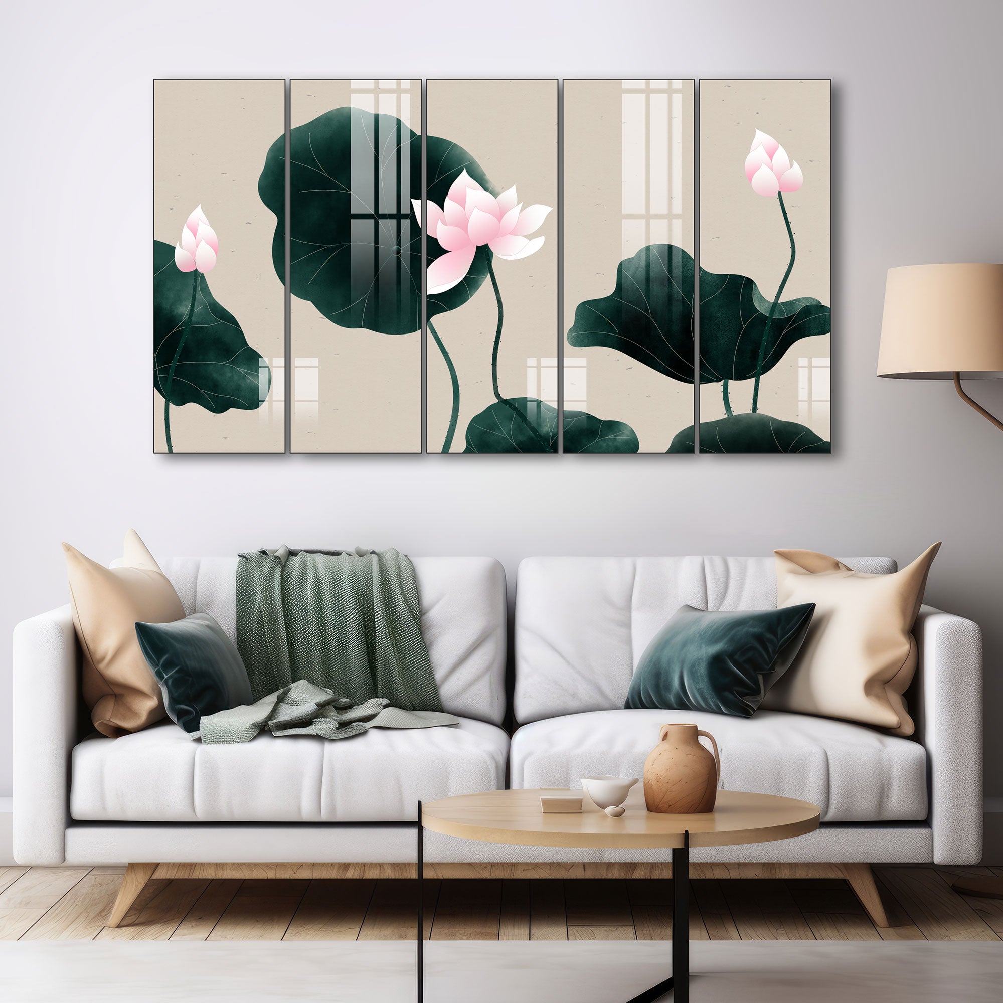 Lotus Painting with frame Big Size Wall Art for living room,Bedroom,Drawing room,Hotels 27x48"