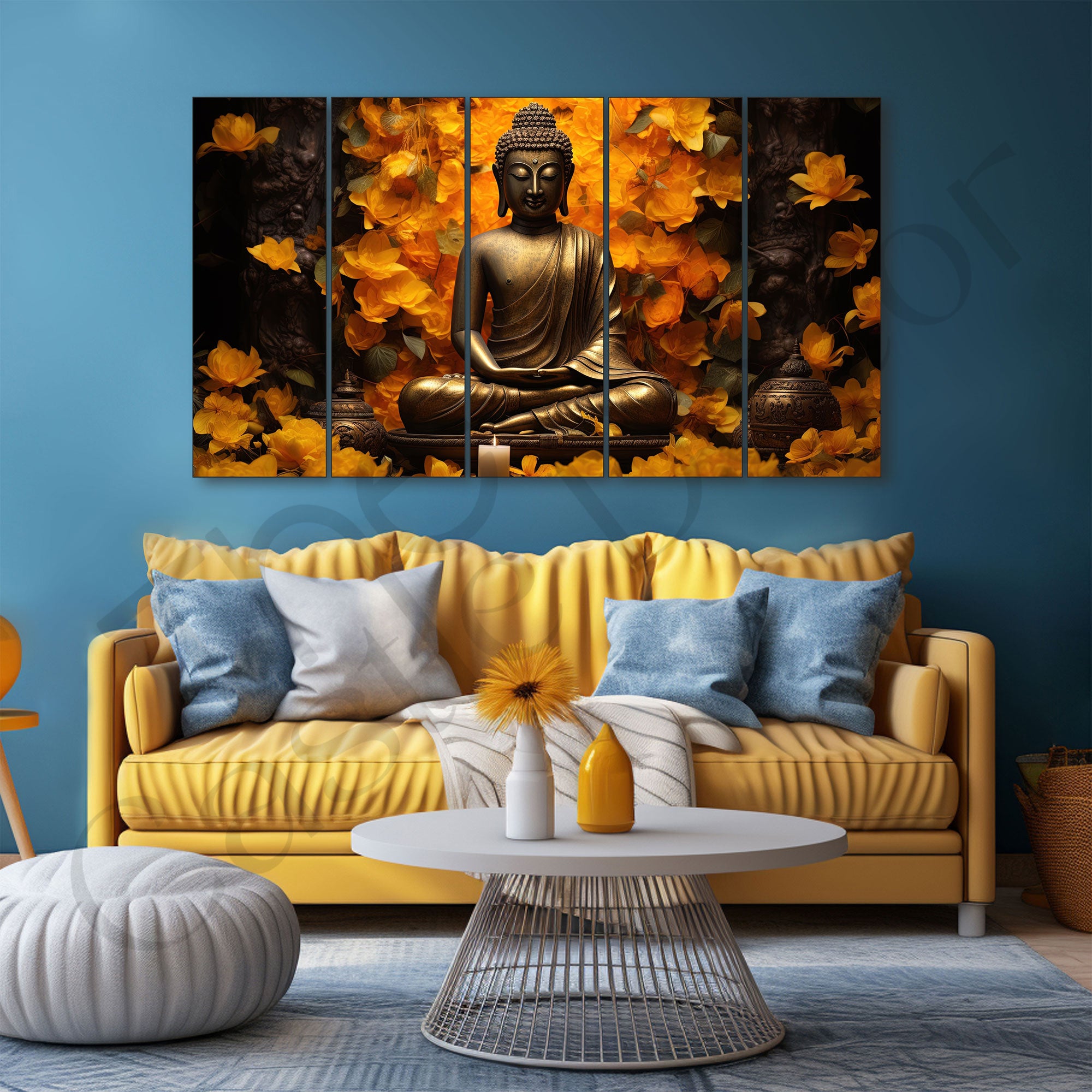 Lord Budha Painting with frame Big Size Wall Art for living room,Bedroom,Drawing room,Hotels