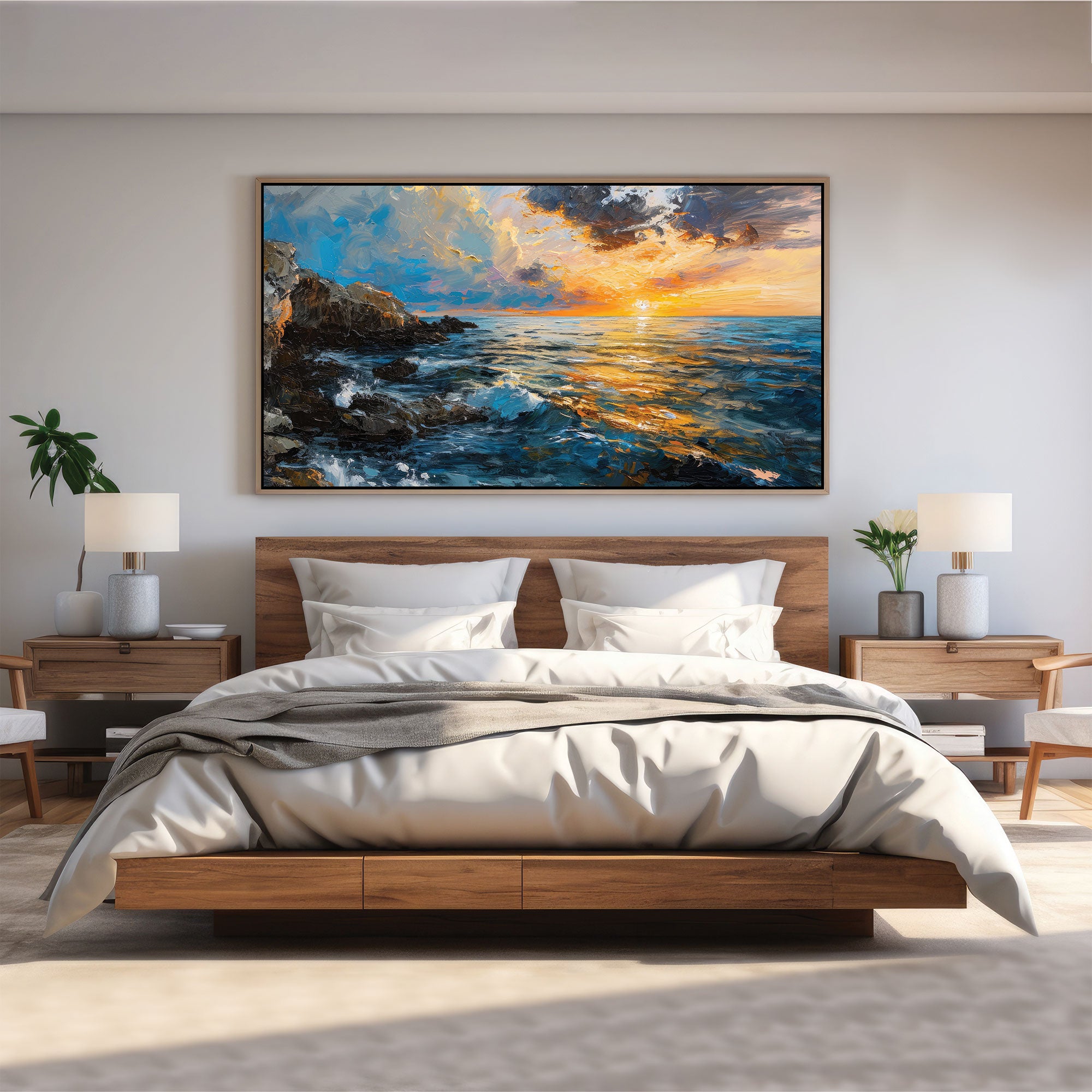 SunsetAbstract Canvas painting with frame Big Size Wall Art for living room,Bedroom,Drawing room,Hotels