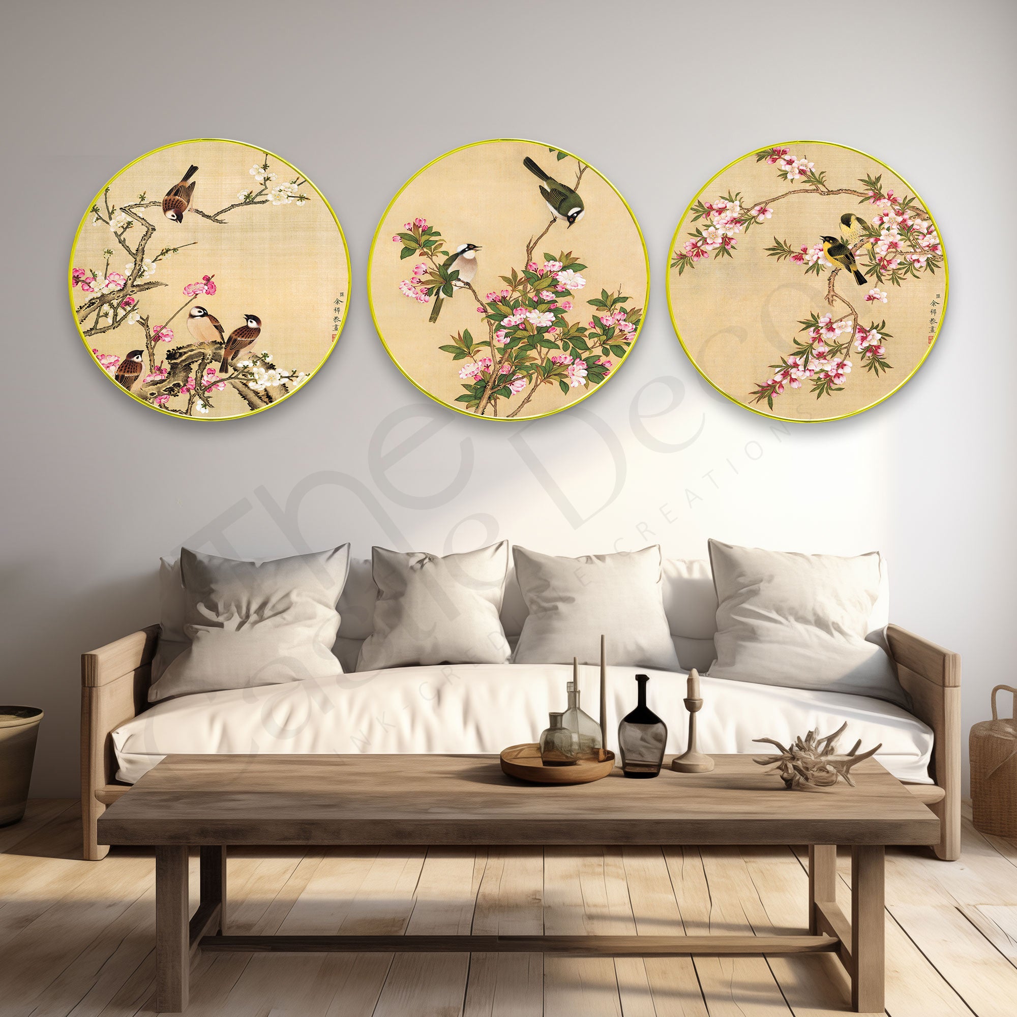 Birds Sparkle Wooden Wall Plates Set of 3 for Home Decoration Art-52