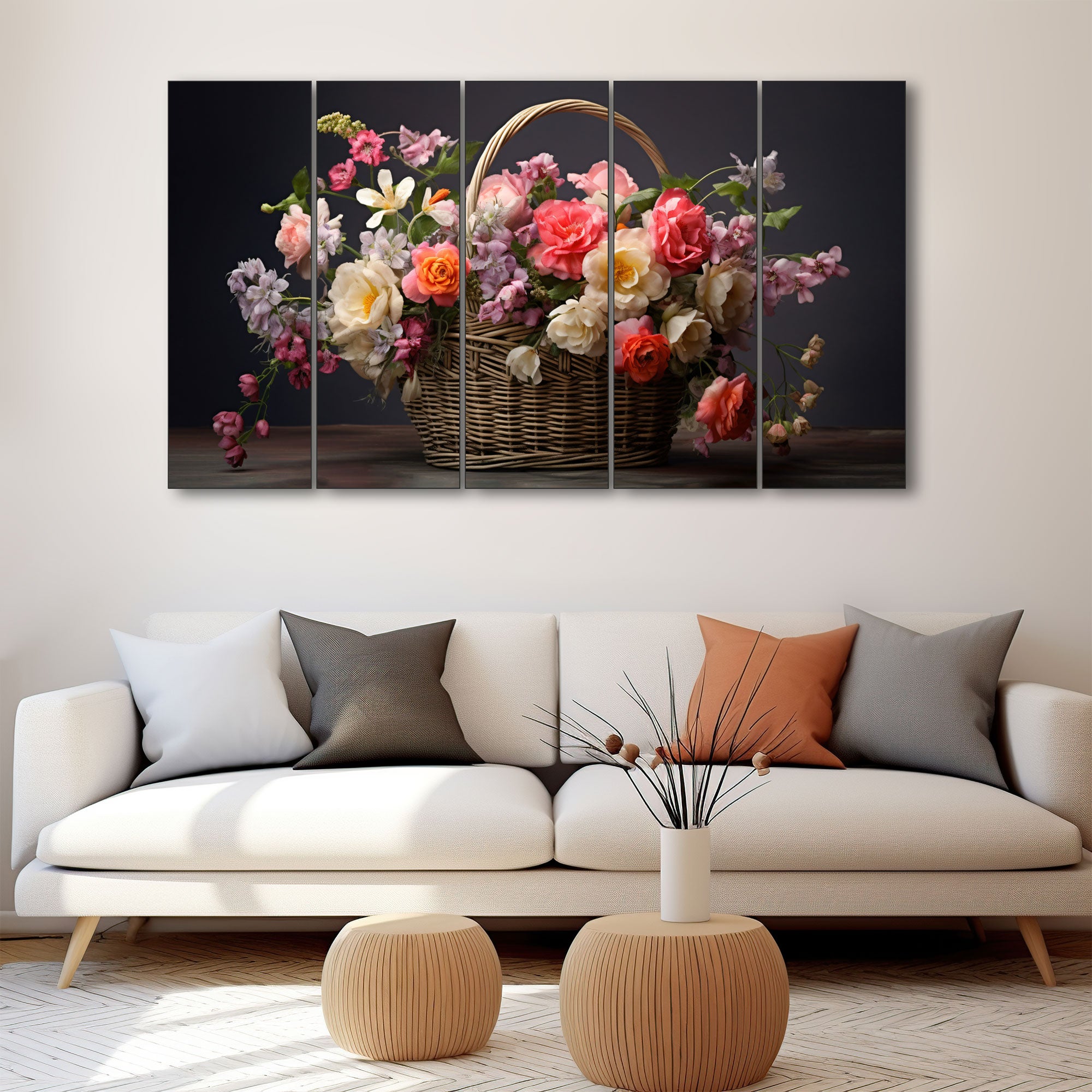 Flowers Painting with frame Big Size Wall Art for living room,Bedroom,Drawing room,Hotels 27x48"