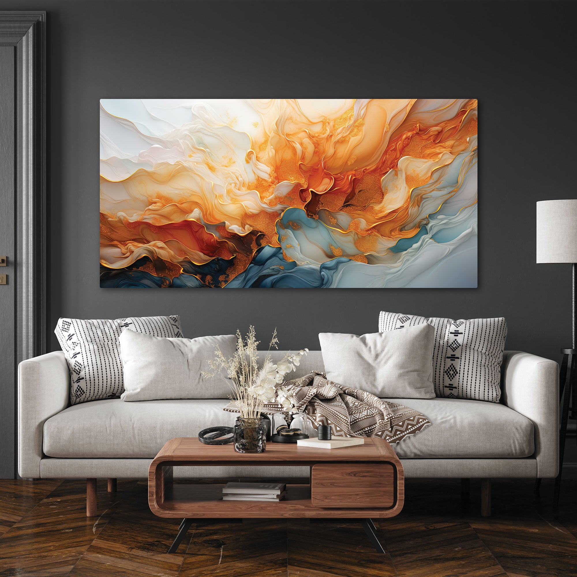 Modern MulticoloursAbstract Canvas painting with frame Big Size Wall Art for living room,Bedroom,Drawing room,Hotels