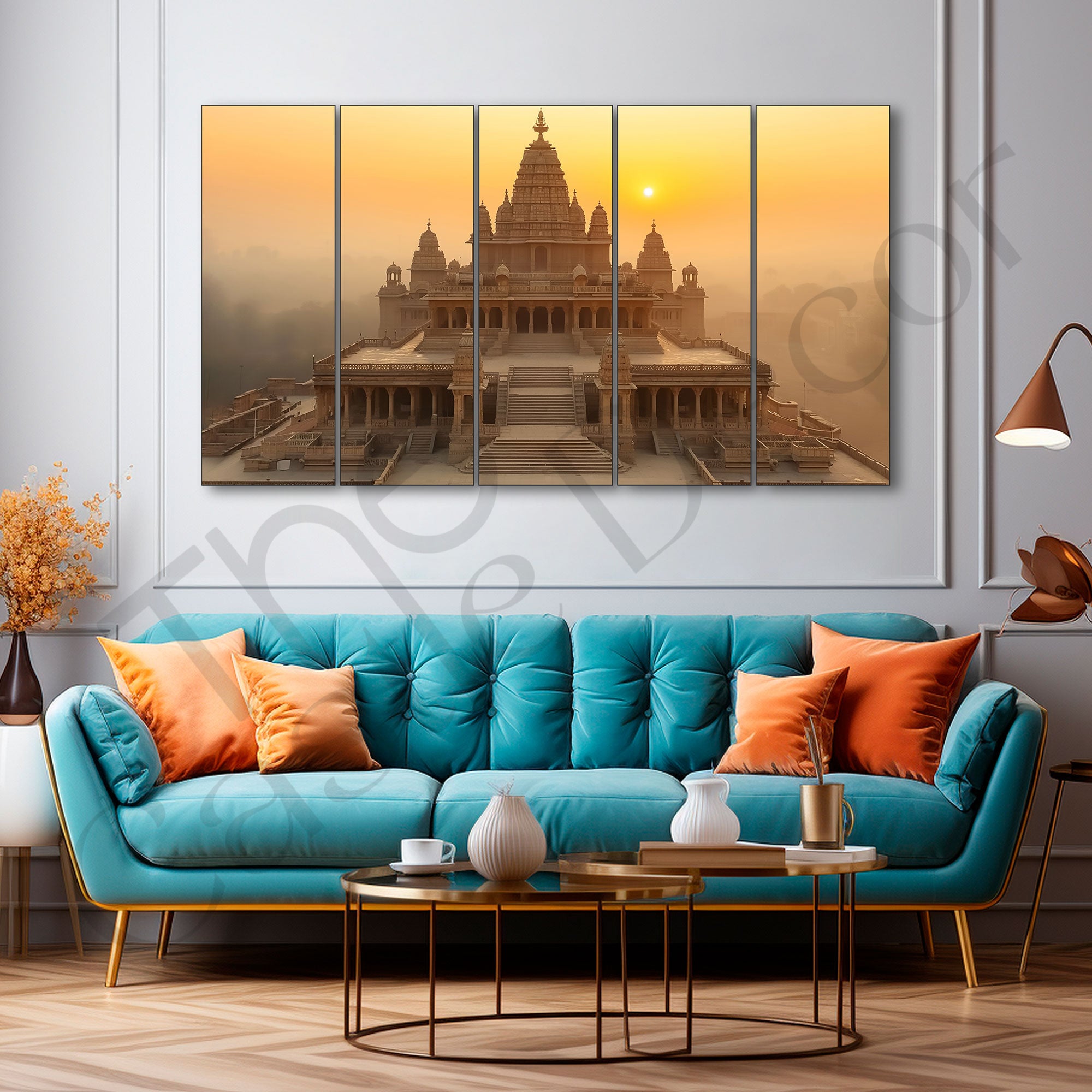 Ram Mandir Painting with frame Big Size Wall Art for living room,Bedroom,Drawing room,Hotels