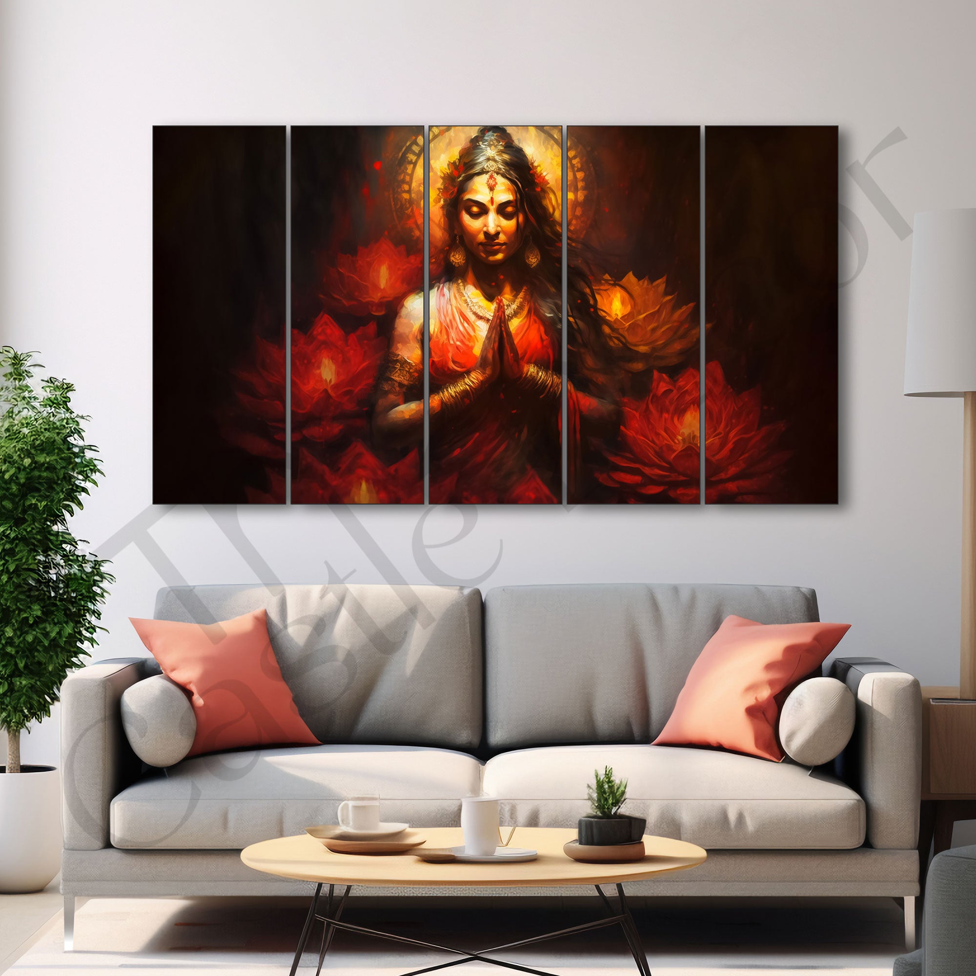 Goddess Laxmi ji Painting with frame Big Size Wall Art for living room,Bedroom,Drawing room,Hotels