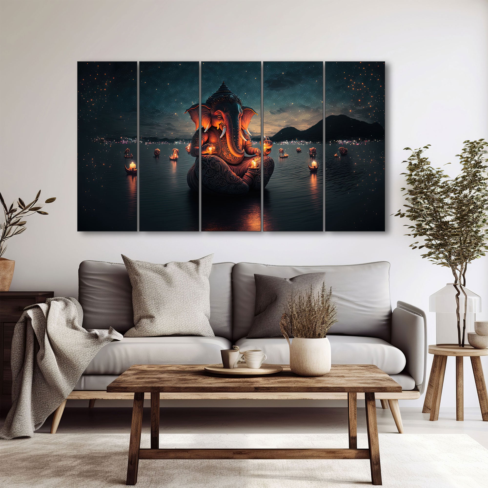 Lord Ganesha Painting with frame Big Size Wall Art for living room,Bedroom,Drawing room,Hotels 36x60"