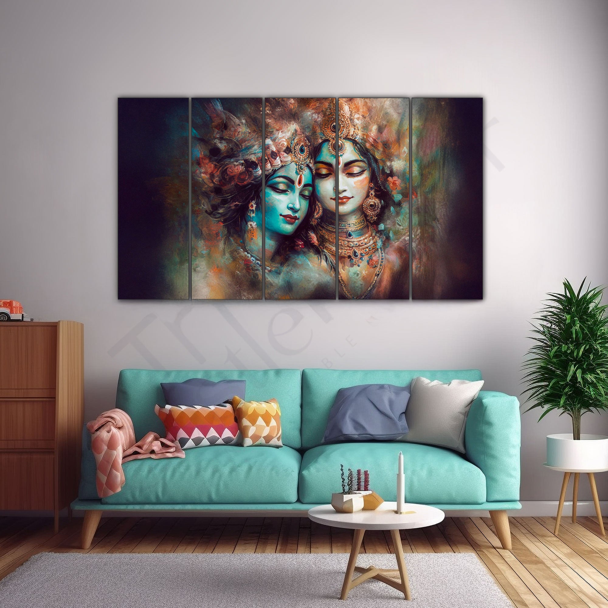 Radha Krishna Painting with frame Big Size Wall Art for living room,Bedroom,Drawing room,Hotels