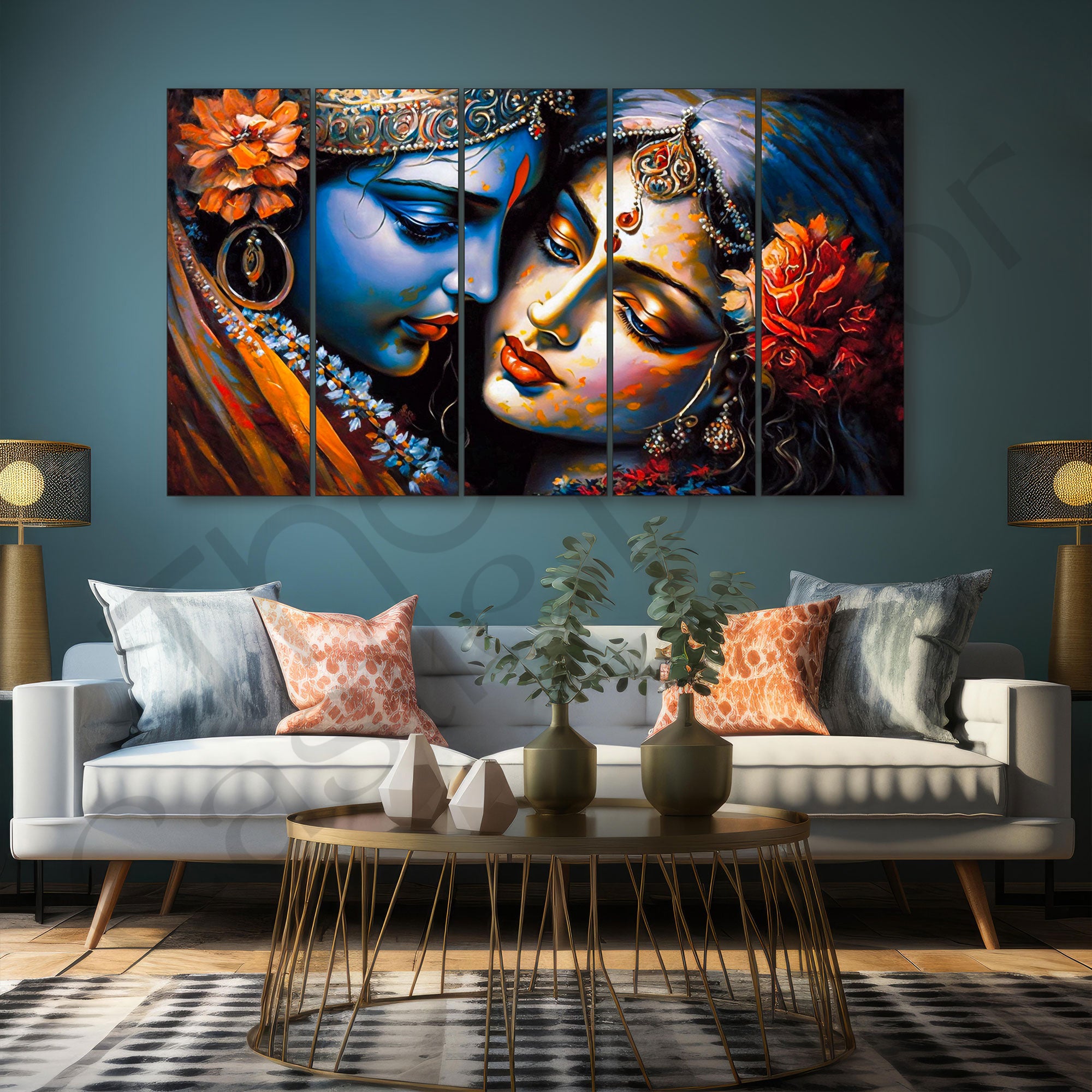 Radha Krishna Painting with frame Big Size Wall Art for living room,Bedroom,Drawing room,Hotels