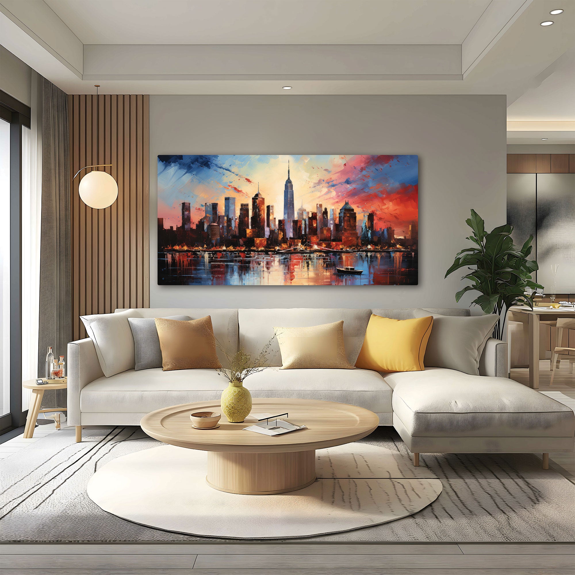 Modern cityscape Canvas painting with frame Big Size Wall Art for living room,Bedroom,Drawing room,Hotels