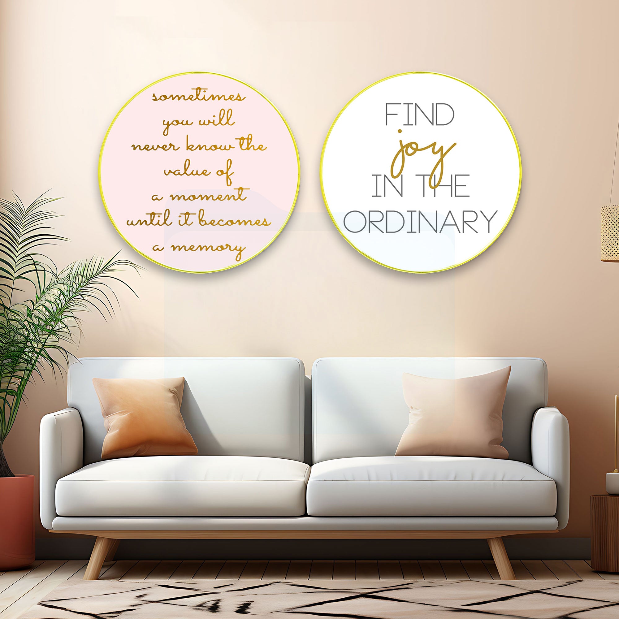 Motivational Sparkle Wooden Wall Plates Set of 2 for Home Decoration Art-44