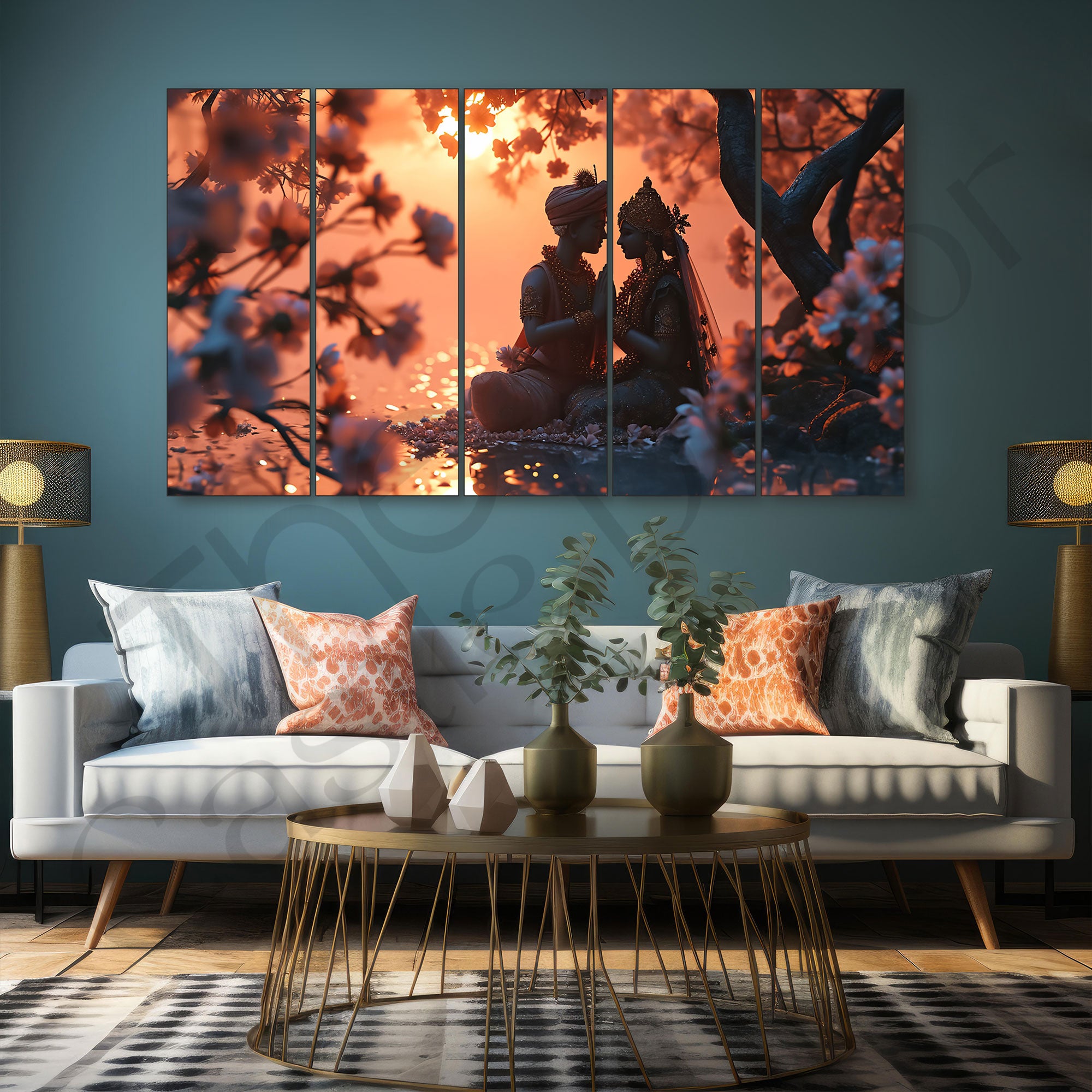 Radha Krishna Painting with frame Big Size Wall Art for living room,Bedroom,Drawing room,Hotels