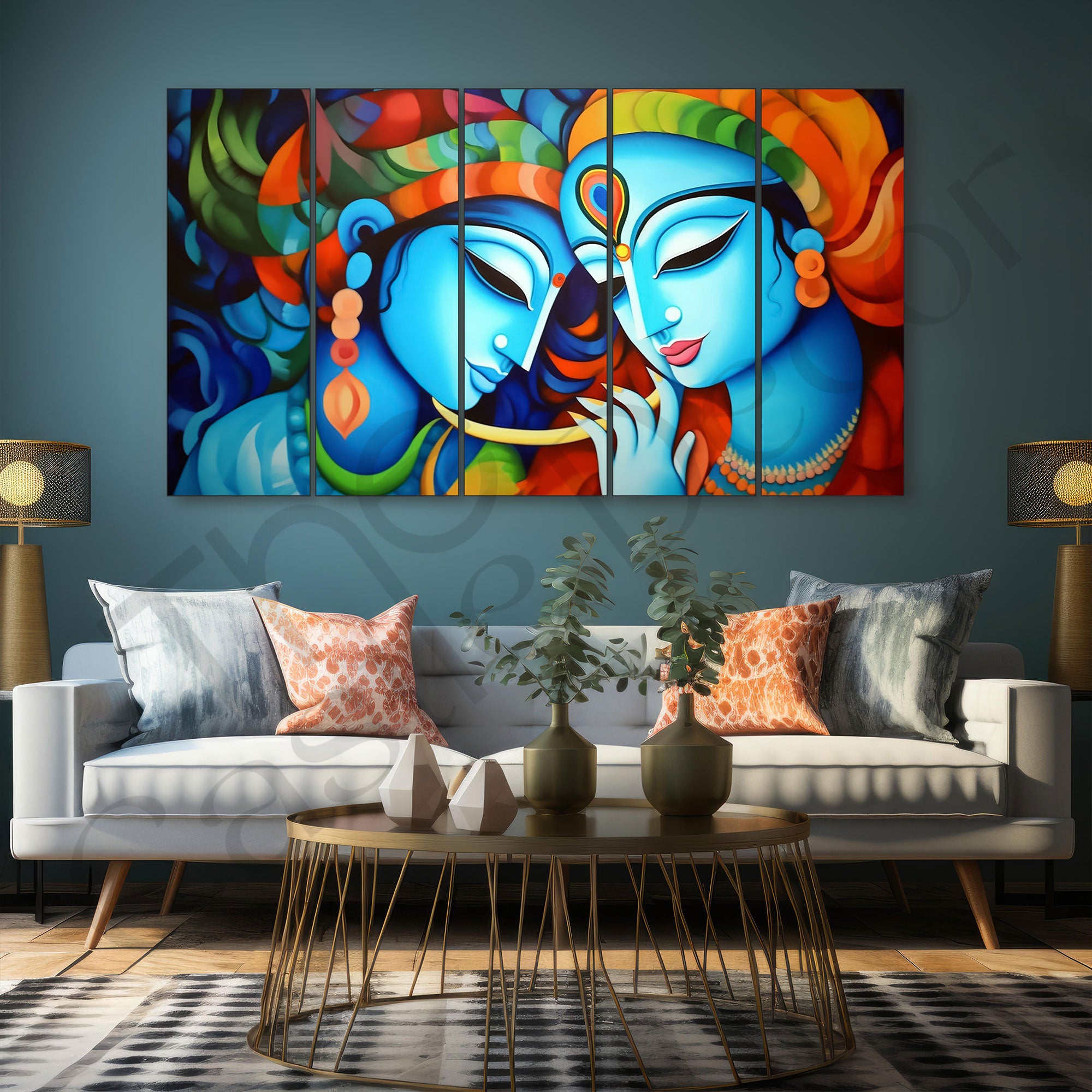 Radha Krishna Painting with frame Big Size Wall Art for living room,Bedroom,Drawing room,Hotels