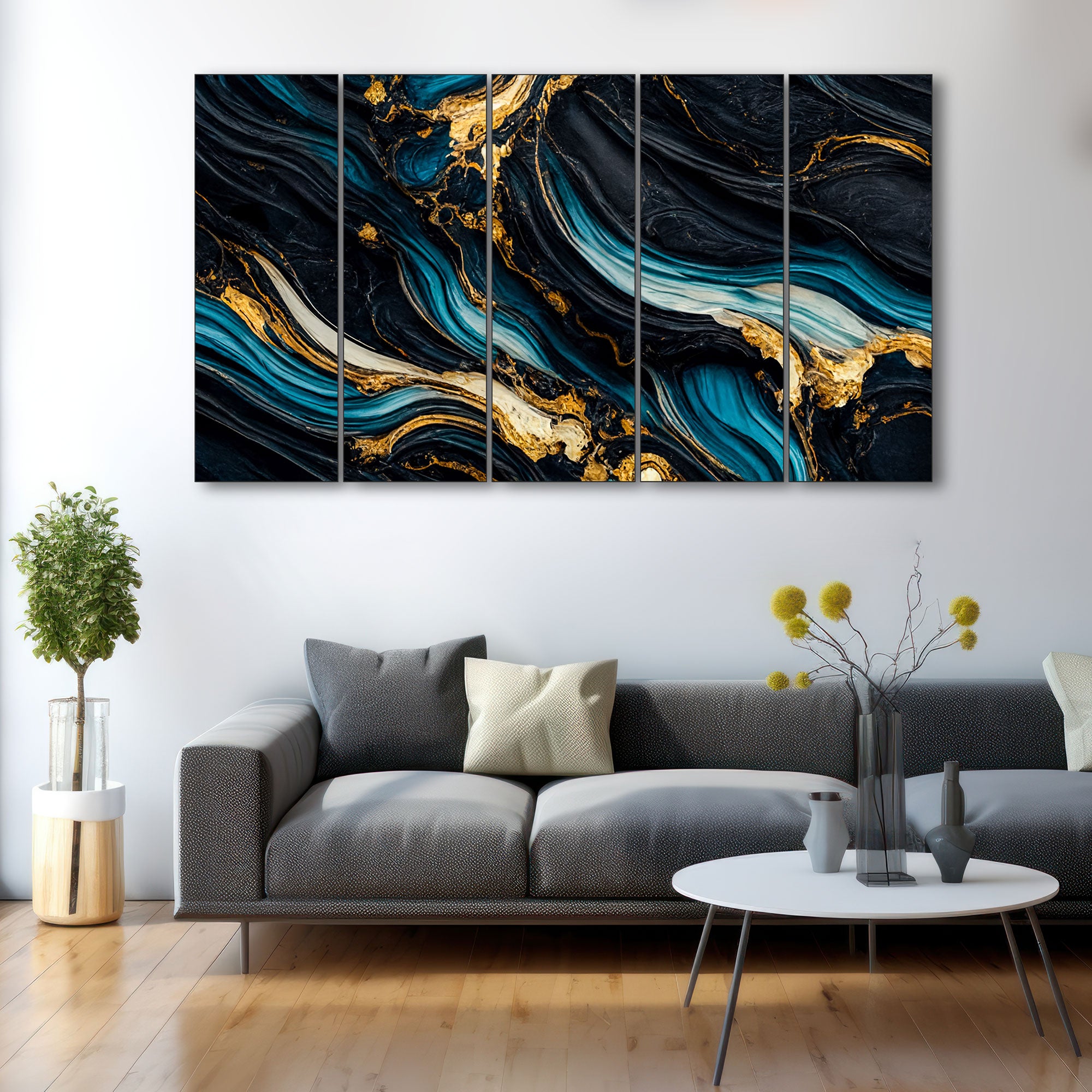 Marble Abstract Painting with frame Big Size Wall Art for living room,Bedroom,Drawing room,Hotels 27x48"