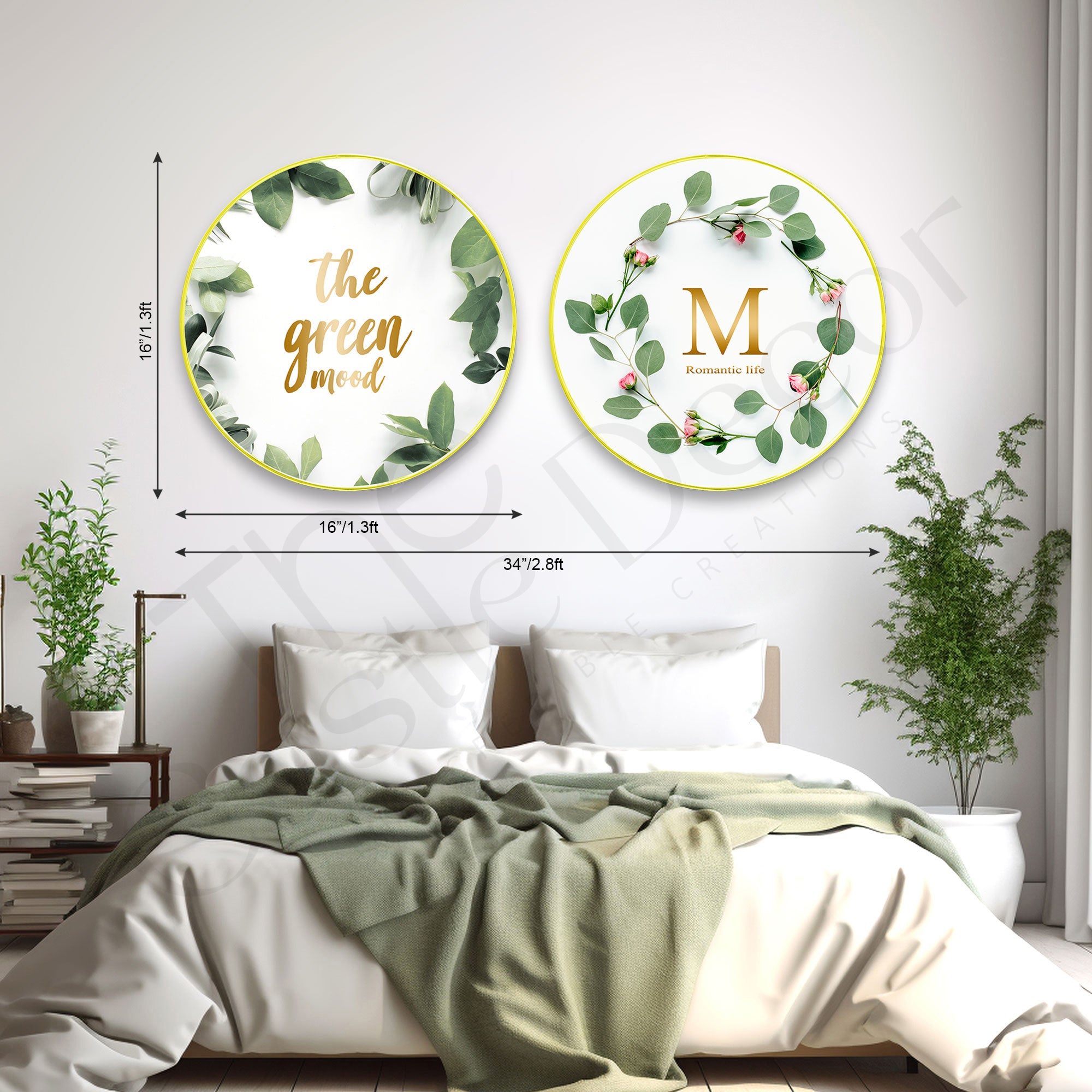 Motivational Sparkle Wooden Wall Plates Set of 2 for Home Decoration Art-43