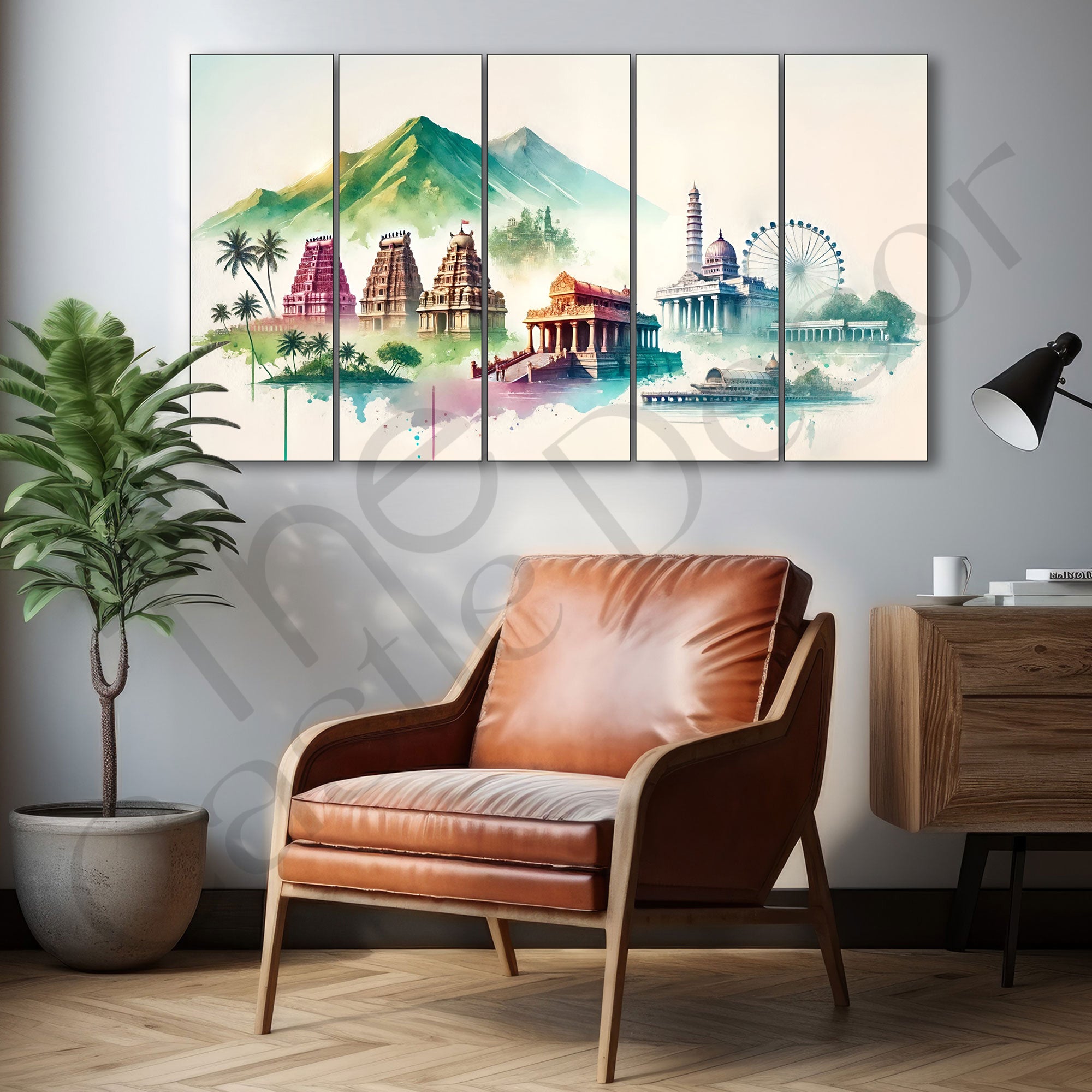Temple Painting with frame Big Size Wall Art for living room,Bedroom,Drawing room,Hotels