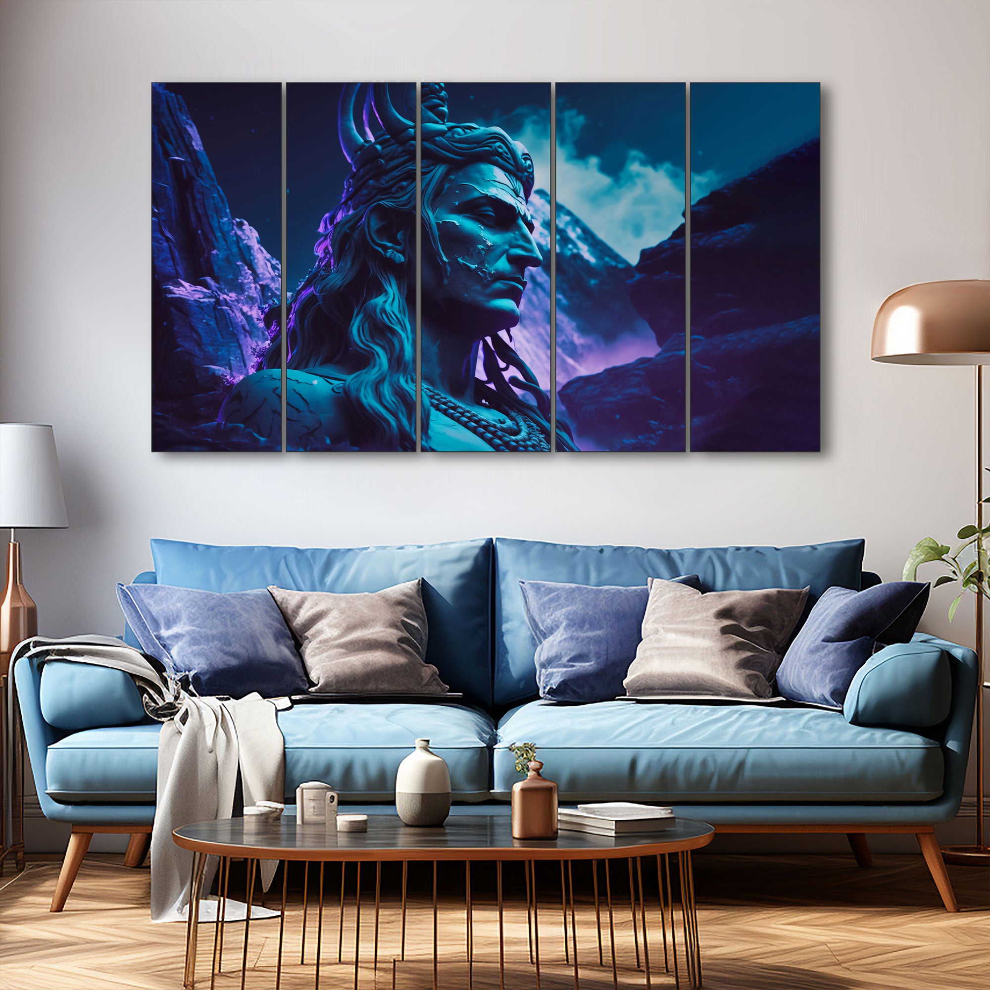 Lord Shiva Painting with frame Big Size Wall Art for living room,Bedroom,Drawing room,Hotels
