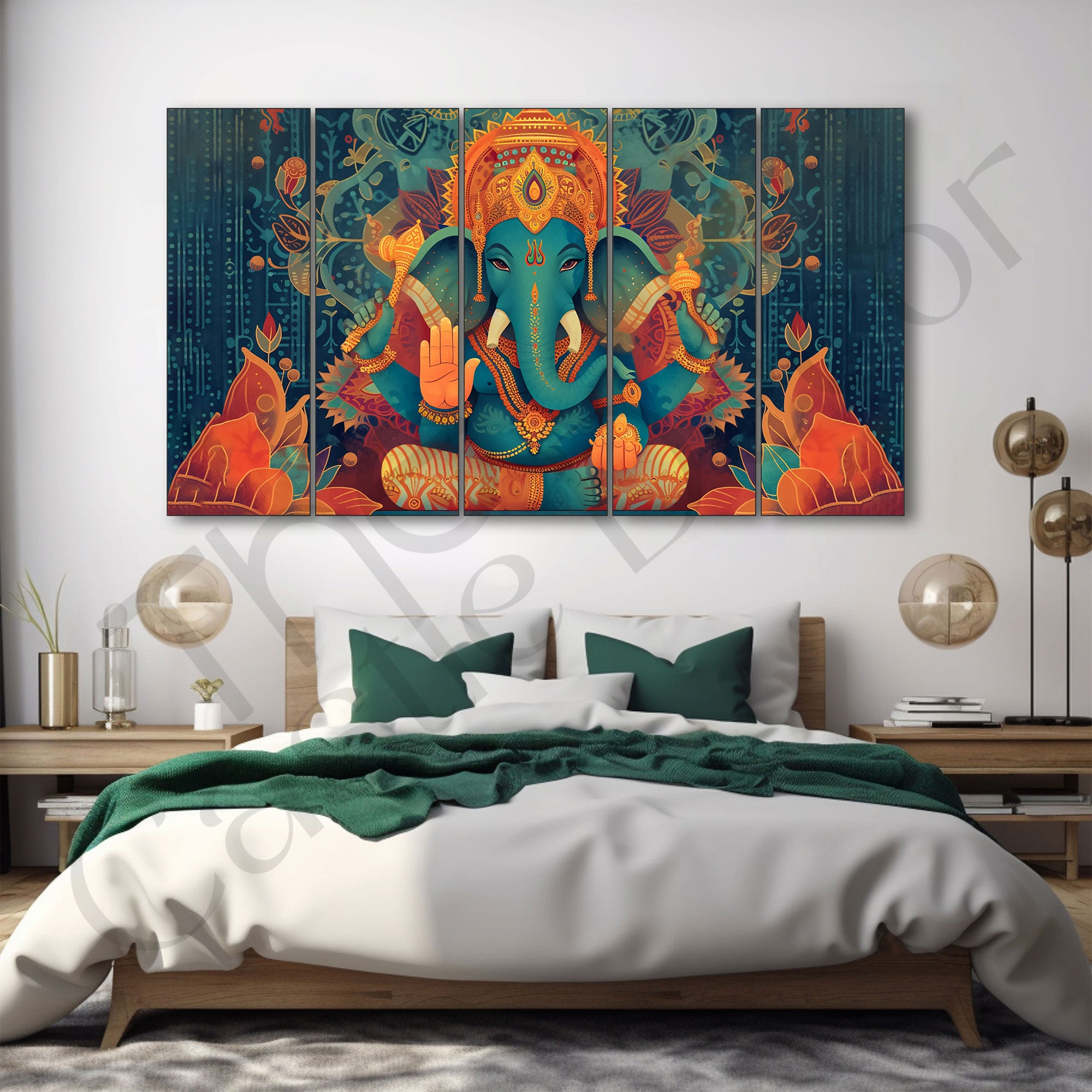 Lord Ganesha Painting with frame Big Size Wall Art for living room,Bedroom,Drawing room,Hotels