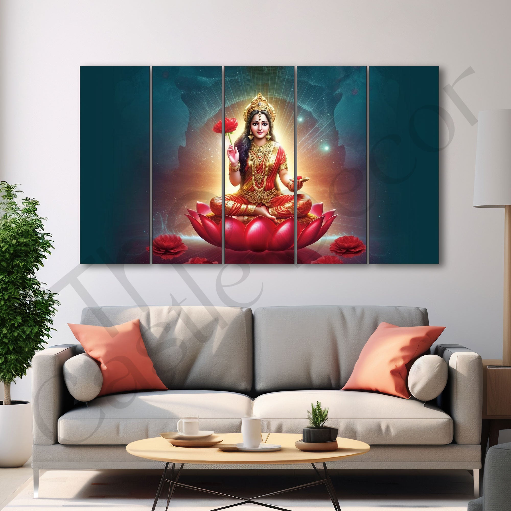 Goddess Laxmi ji Painting with frame Big Size Wall Art for living room,Bedroom,Drawing room,Hotels