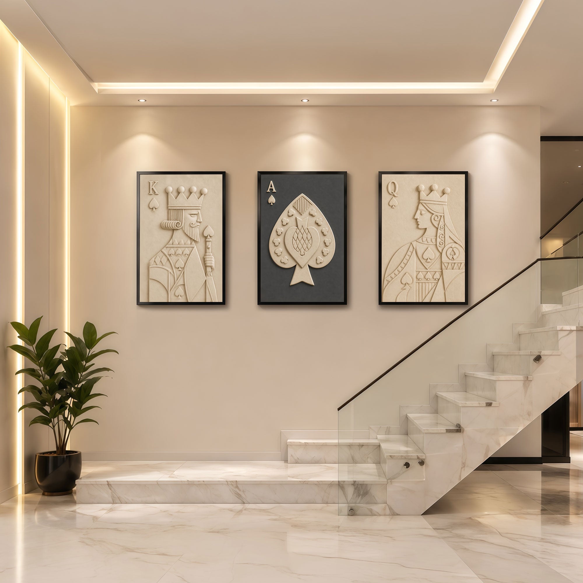 The Castle Decor 3-Piece Modern Minimalist 3D Relief Wall Art Set – Abstract Geometric Sculptural Framed Art, Neutral Terracotta & Cream Textured Bas-Relief Panels for Living Room, Staircase, Entryway (Copy)