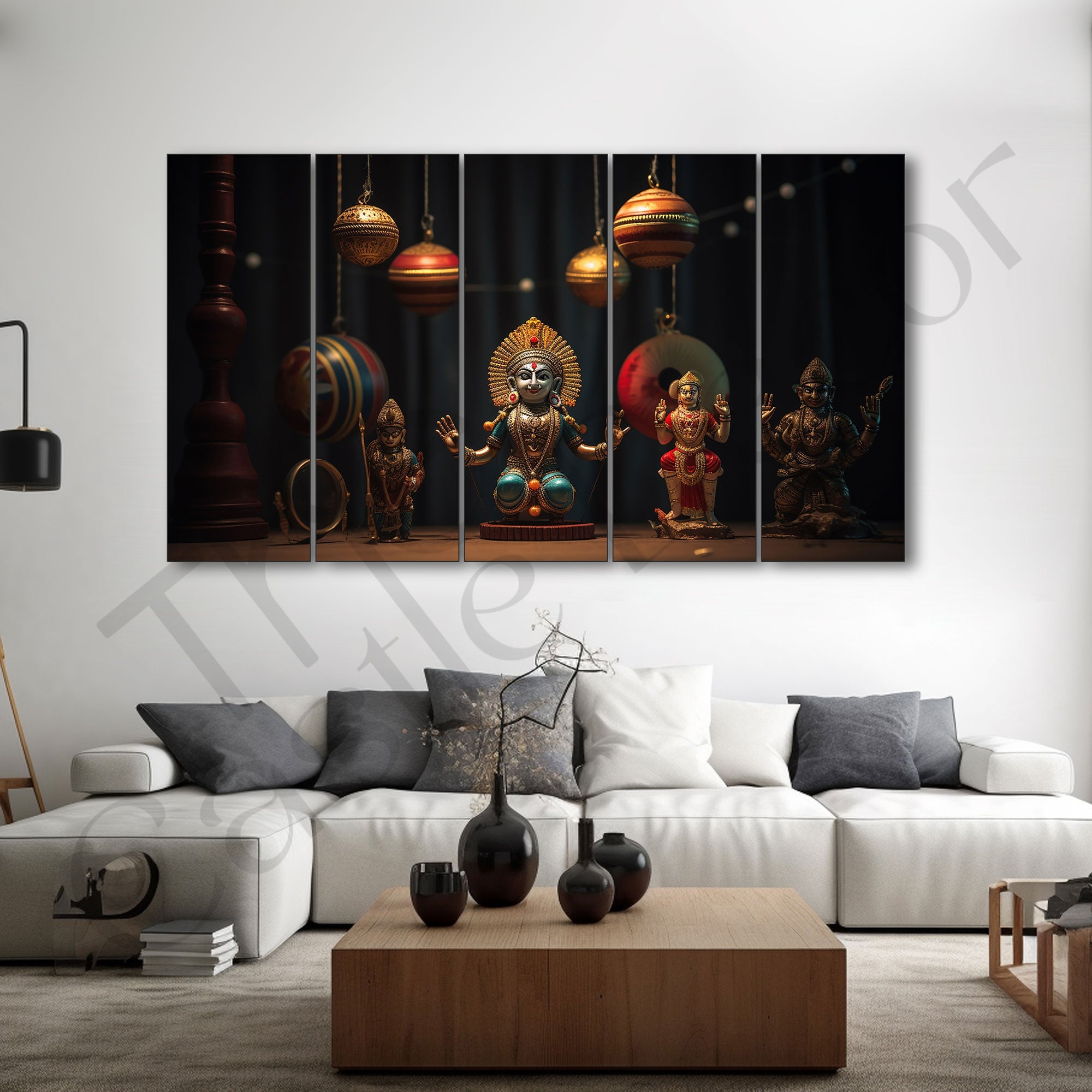 Durga Pooja Painting with frame Big Size Wall Art for living room,Bedroom,Drawing room,Hotels