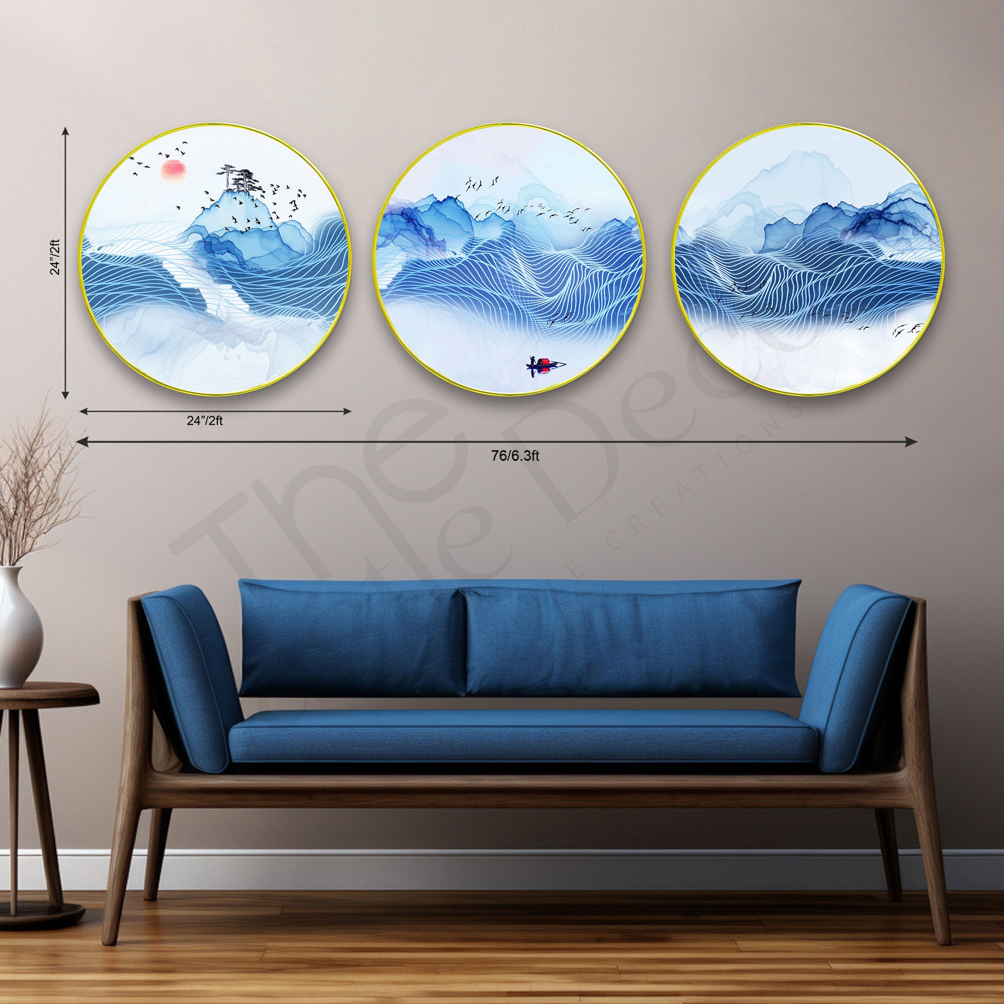 Nature Sparkle Wooden Wall Plates Set of 3 for Home Decoration Art-66