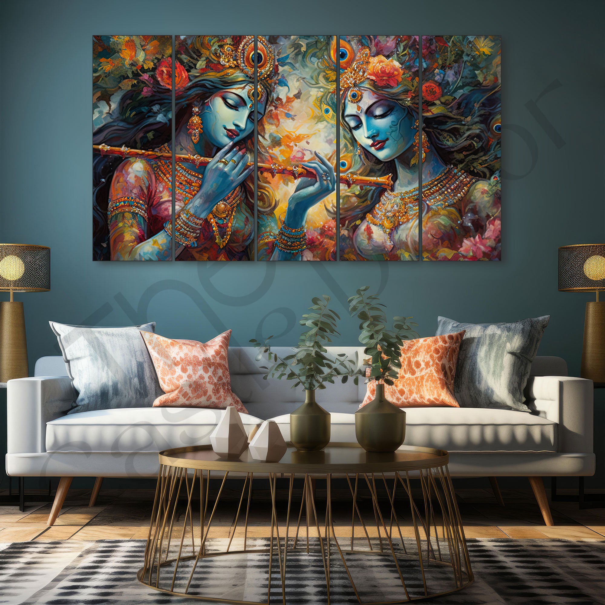 Radha Krishna Painting with frame Big Size Wall Art for living room,Bedroom,Drawing room,Hotels