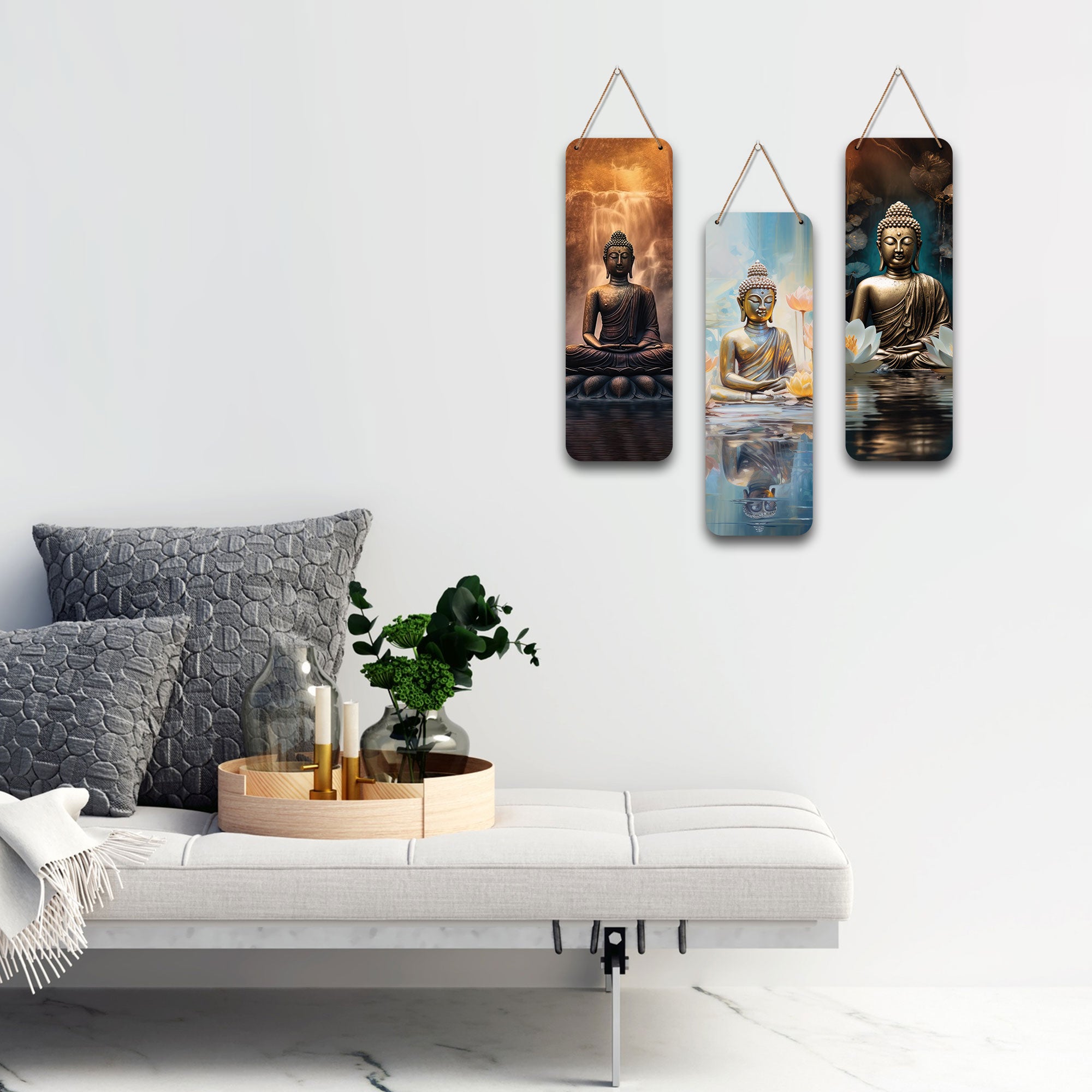 The Castle Decor Meditating Gautam Buddha Wooden Wall Hanging | Spiritual Decor Items | Wall Art Painting For Hall | Wall Paintings | Handcrafted Art | Poster | Gift Items
