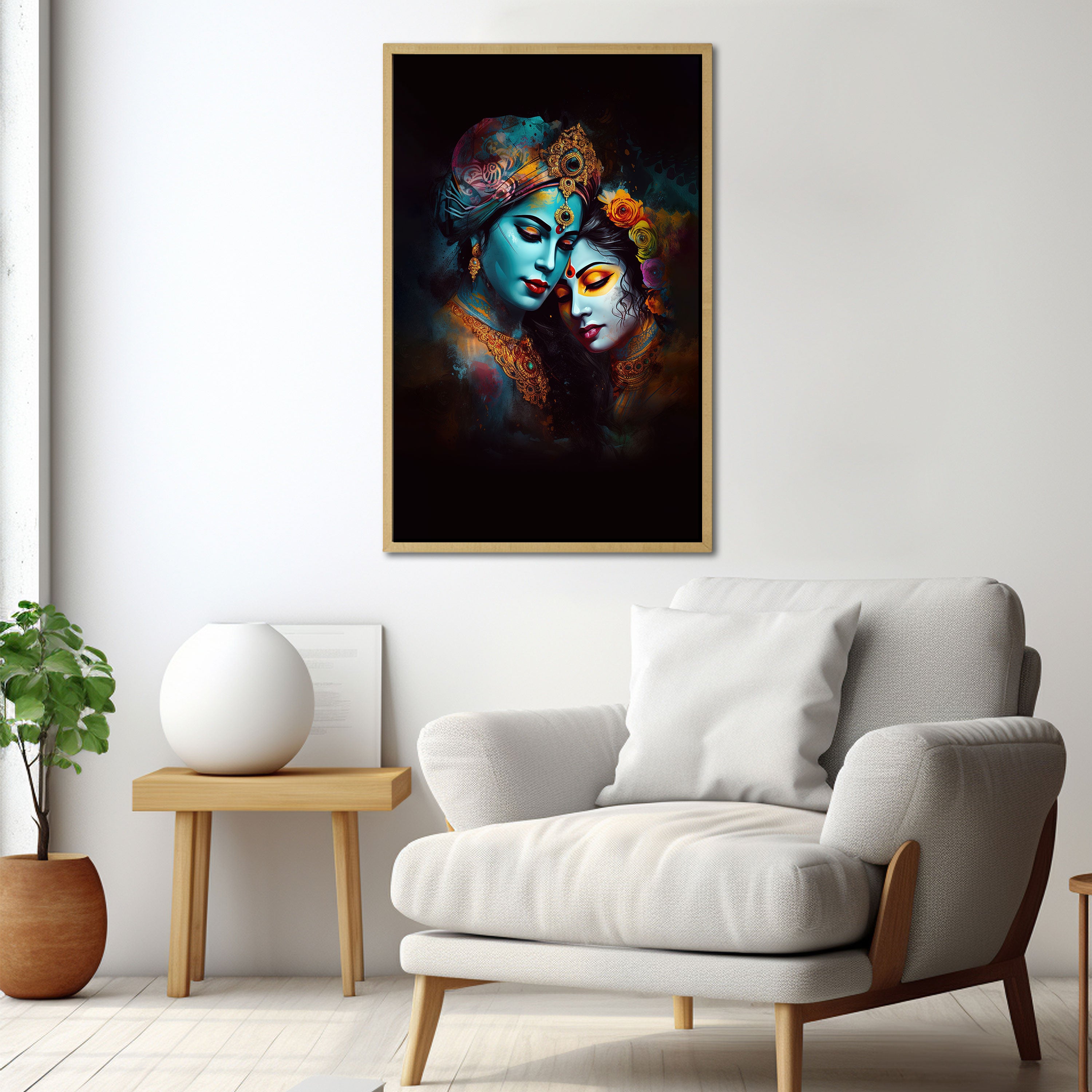 Radha krishan love Canvas painting with frame Big Size Wall Art for living room,Bedroom,Drawing room,Hotels