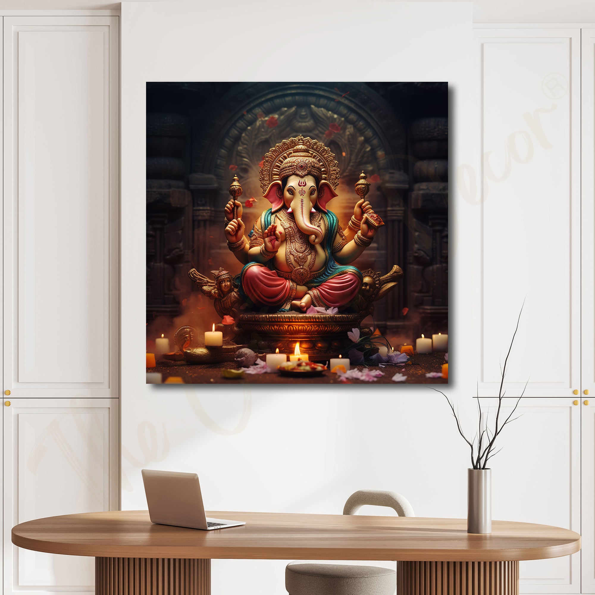 Lord ganesh painting with frame Big Size Wall Art for living room,Bedroom,Drawing room,Hotels