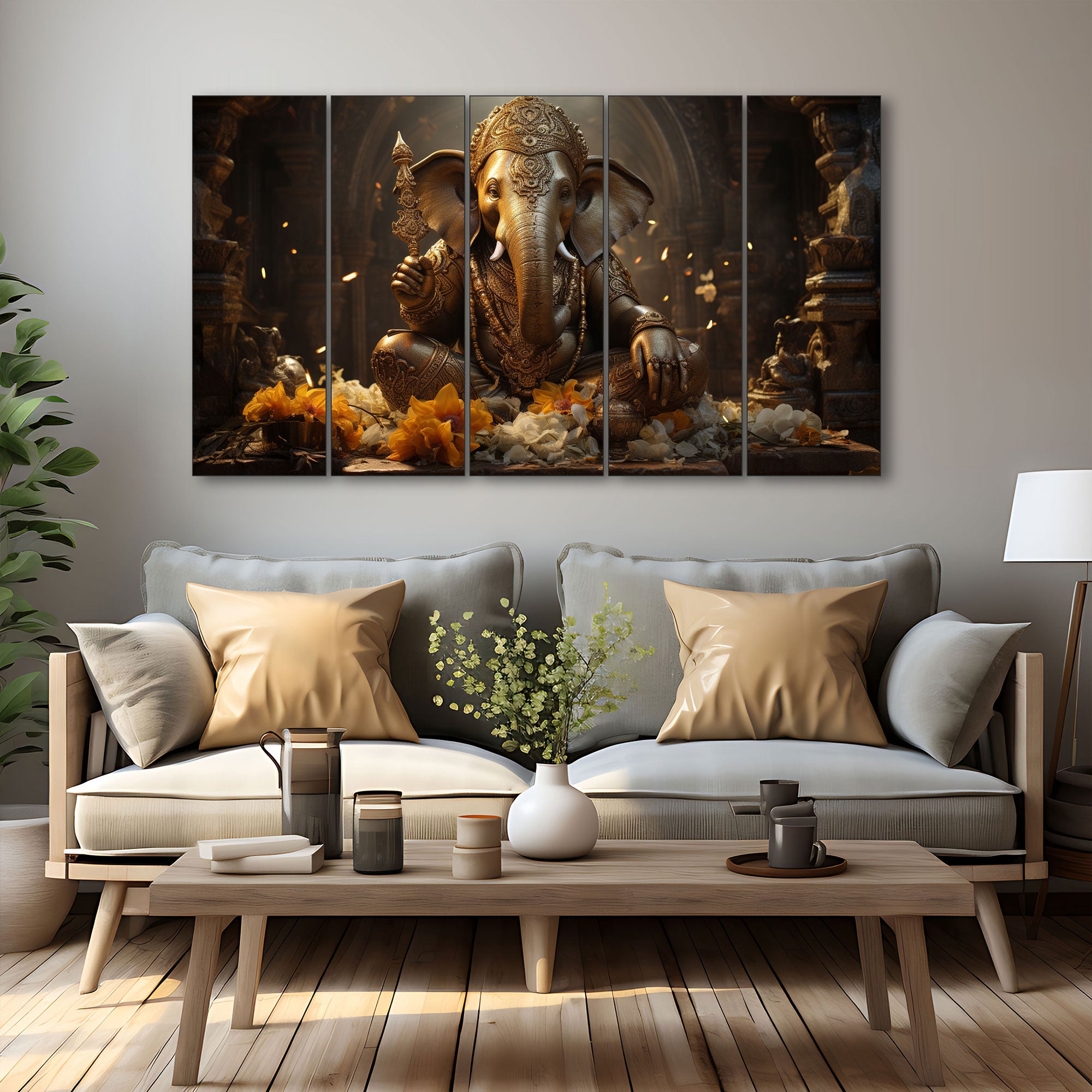 Lord Ganesha Painting with frame Big Size Wall Art for living room,Bedroom,Drawing room,Hotels