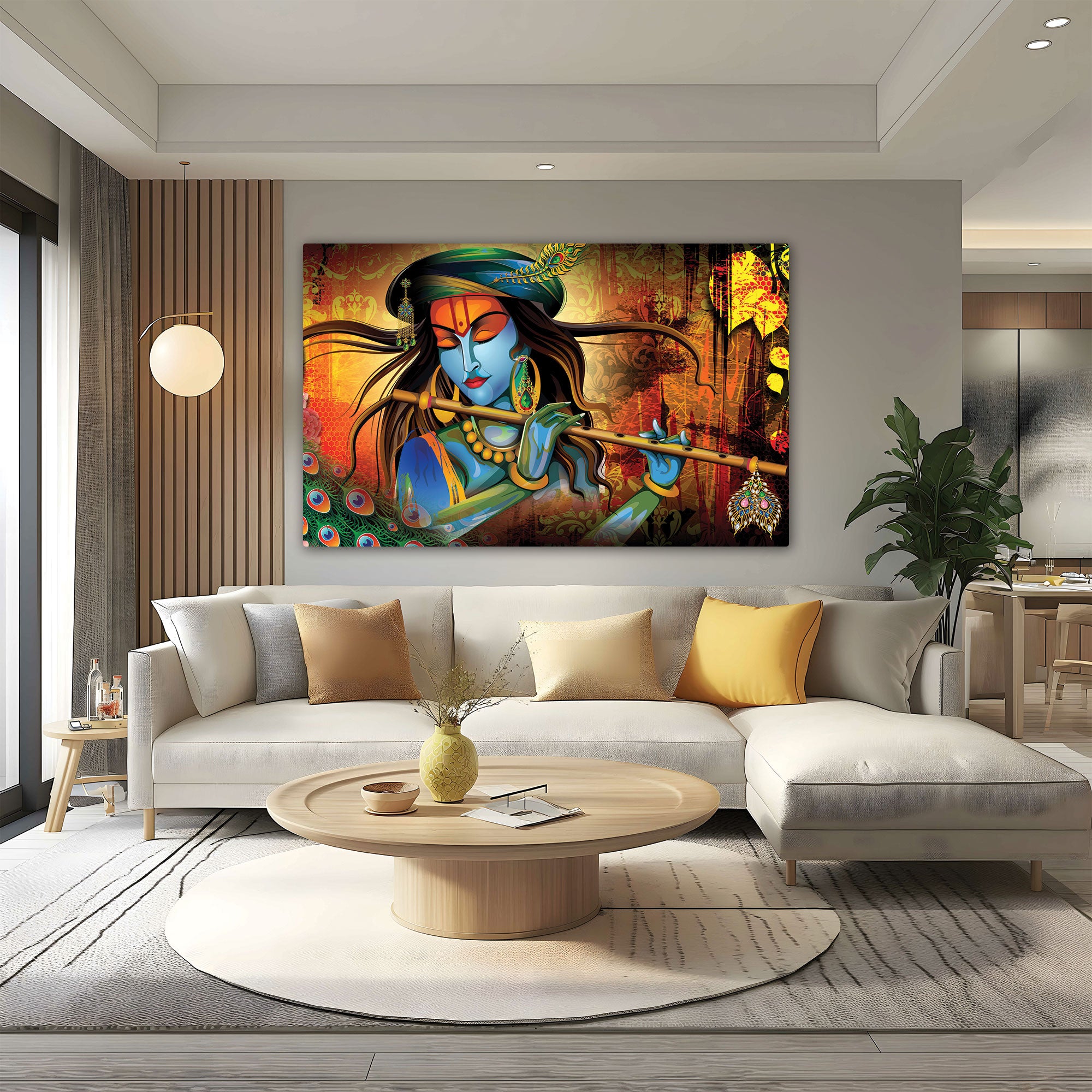 Krishna art Canvas painting Big Size Wall Art for living room,Bedroom,Drawing room,Hotels