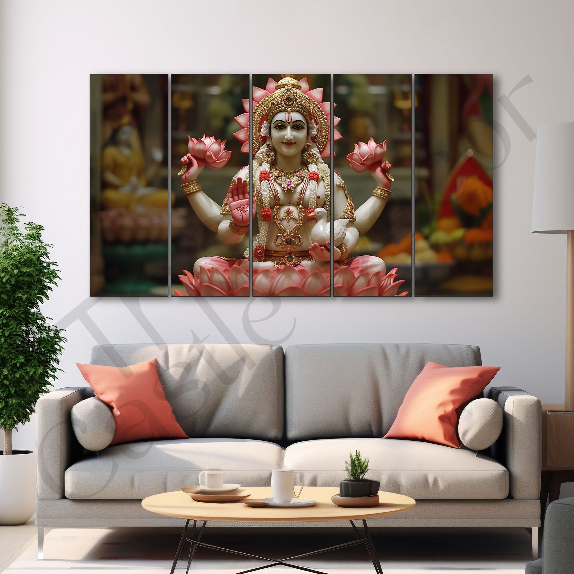 Goddess Laxmi ji Painting with frame Big Size Wall Art for living room,Bedroom,Drawing room,Hotels