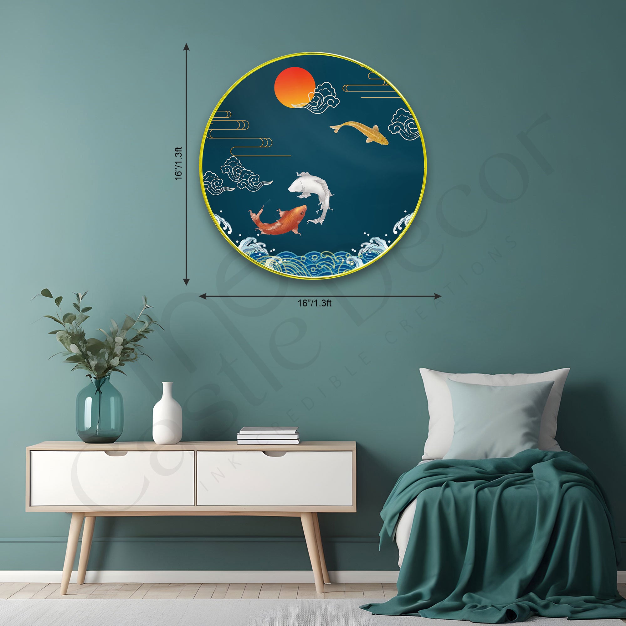 Fishes Sparkle Wooden Wall Plate for Home Decoration Art-20