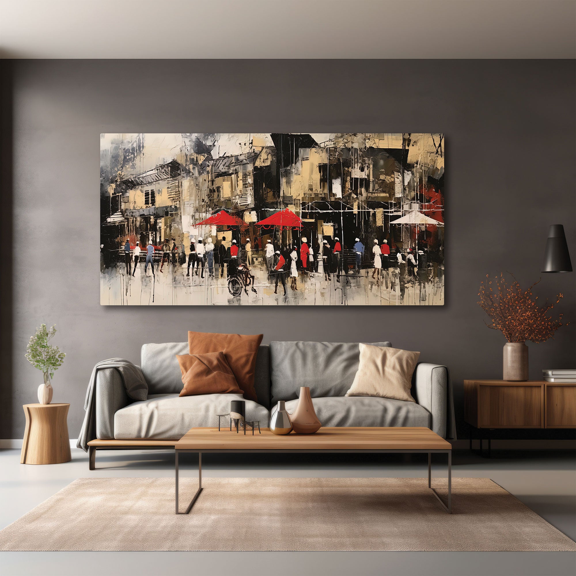 Market sqaure Canvas painting with frame Big Size Wall Art for living room,Bedroom,Drawing room,Hotels