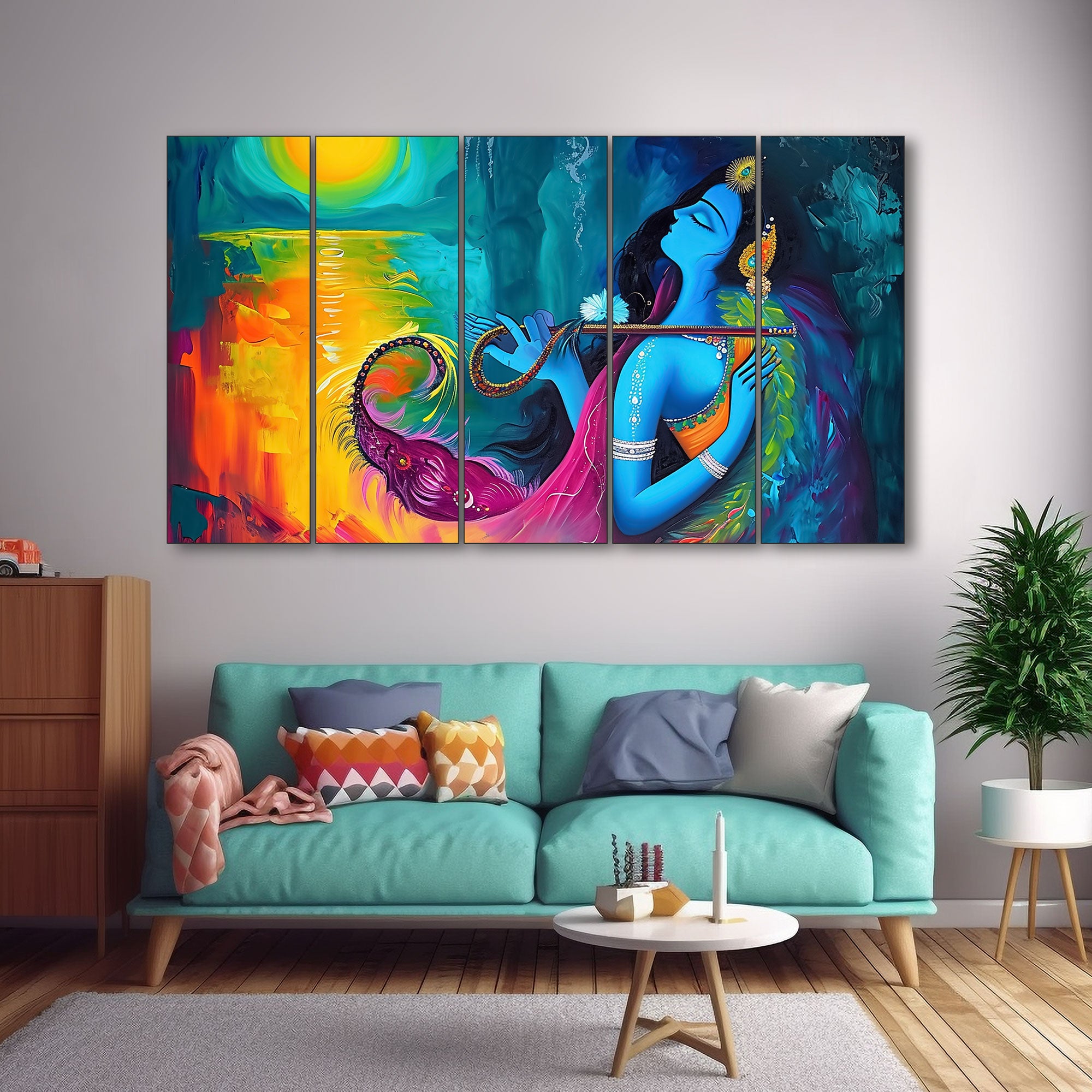 Radha Krishna Painting with frame Big Size Wall Art for living room,Bedroom,Drawing room,Hotels