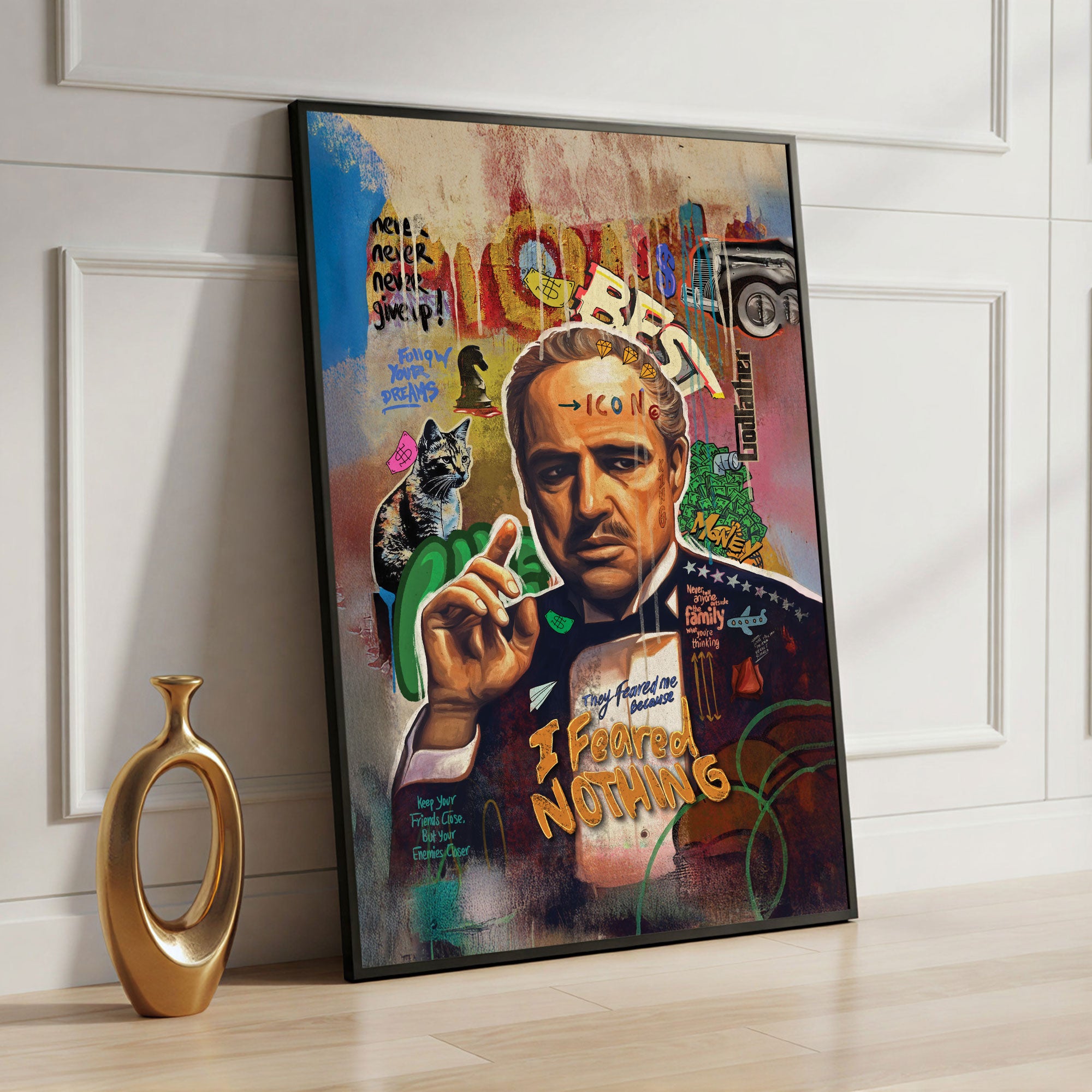 The Castle Decor Motivational Pop Culture Wall Art, Iconic Mafia Leader Inspired Artwork with Premium Sparkle Finish, 20×30 Inch Wall Décor for Office & Man Cave