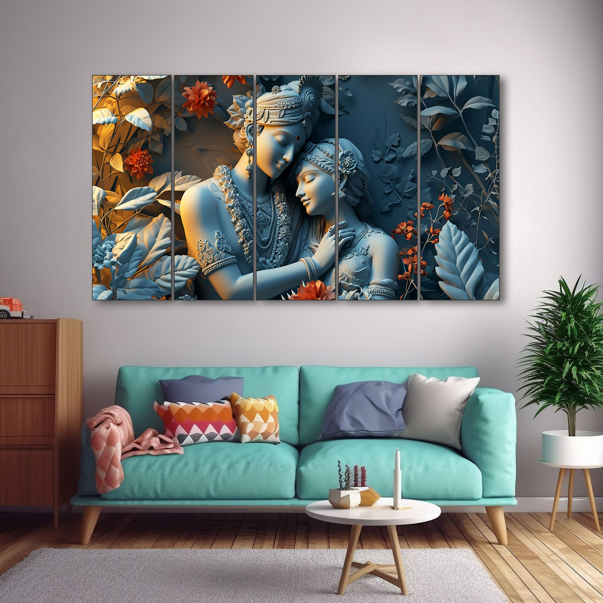 Radha Krishan Painting with frame Big Size Wall Art for living room,Bedroom,Drawing room,Hotels