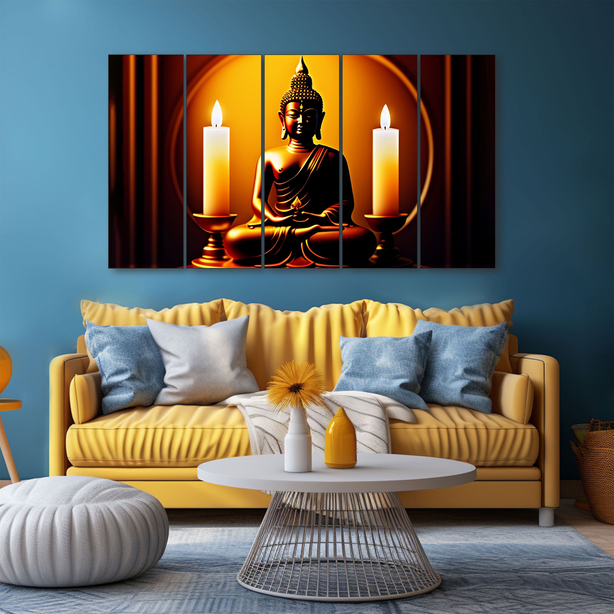 Lord Budha Painting with frame Big Size Wall Art for living room,Bedroom,Drawing room,Hotels