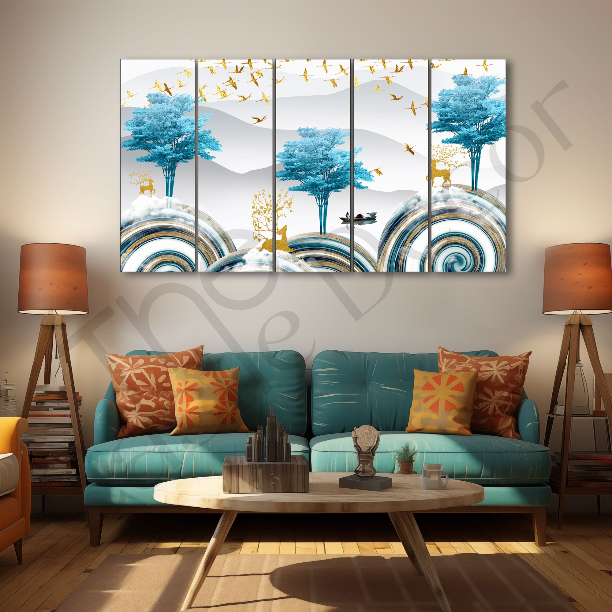 Golden Deer Painting with frame Big Size Wall Art for living room,Bedroom,Drawing room,Hotels