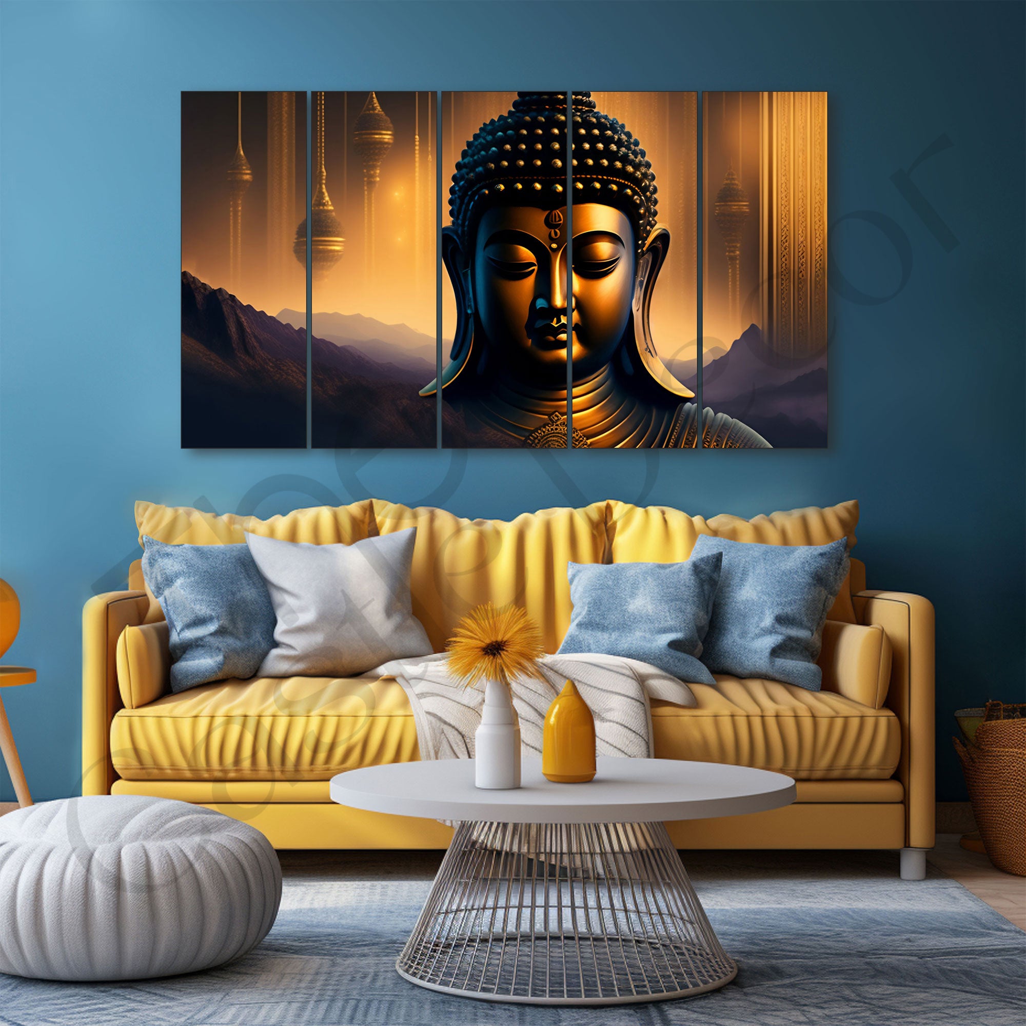 Lord Budha Painting with frame Big Size Wall Art for living room,Bedroom,Drawing room,Hotels