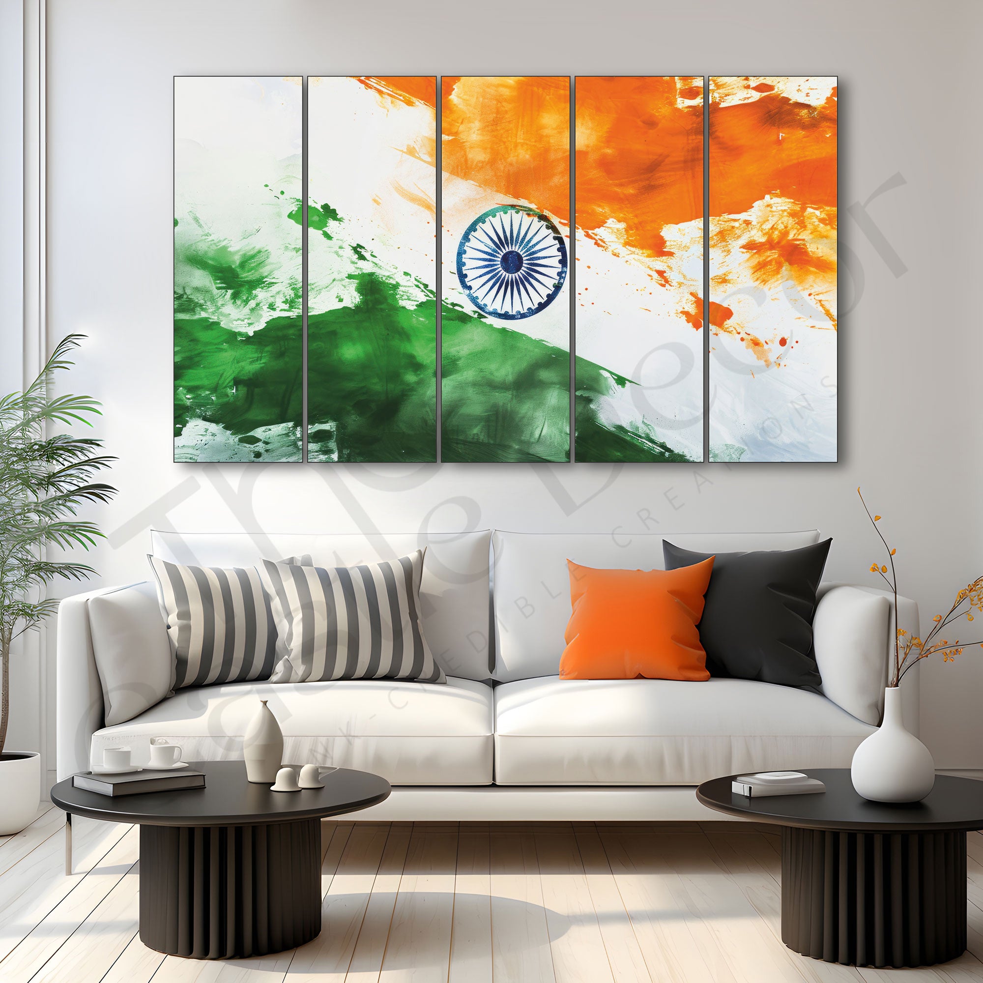 Ashoka chakra Flag Painting Set of 5 for Home Decoration